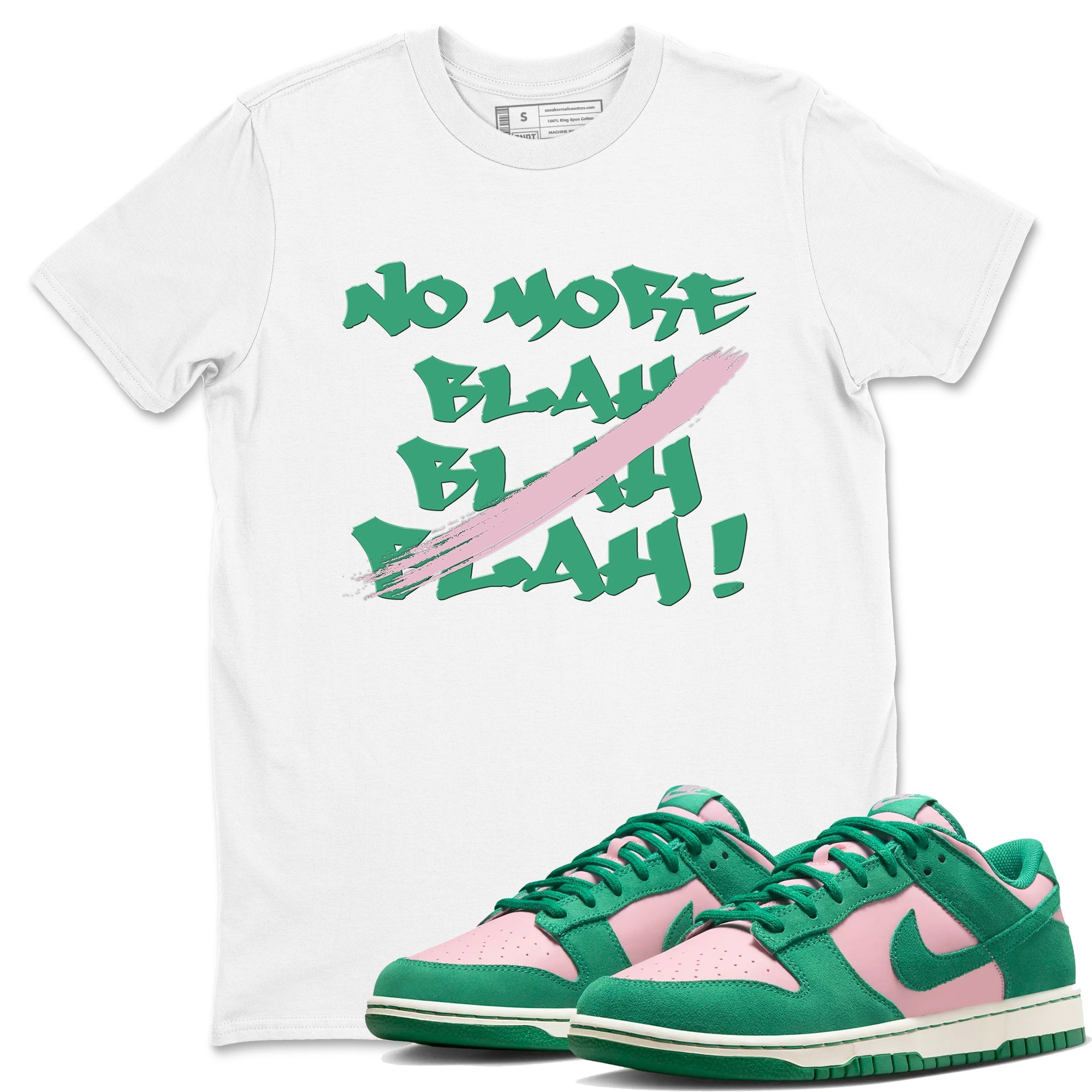 Dunk Medium Soft Pink Malachite shirt to match jordans No More Blah sneaker tees Dunk Medium Soft Pink Malachite Drip Gear Zone unisex cotton White 1 crew neck shirt