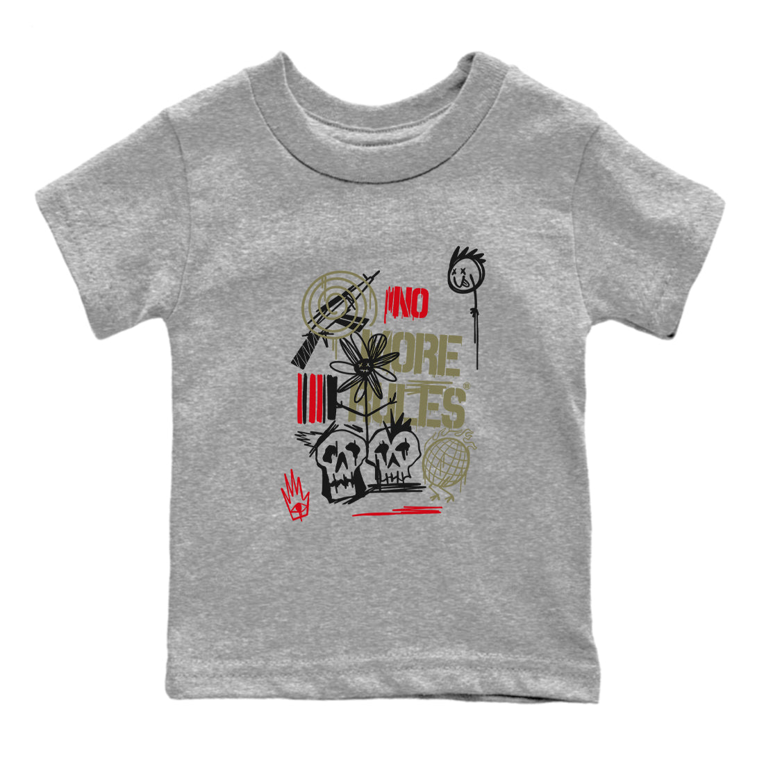 Air Jordan 1 x Travis Scott x Black Olive shirts to match jordans No More Rules sneaker match tees Air Jordan 1 Travis Scott Black Olive Drip Gear Zone streetwear brand Baby and Youth Heather Grey 2 cotton tee