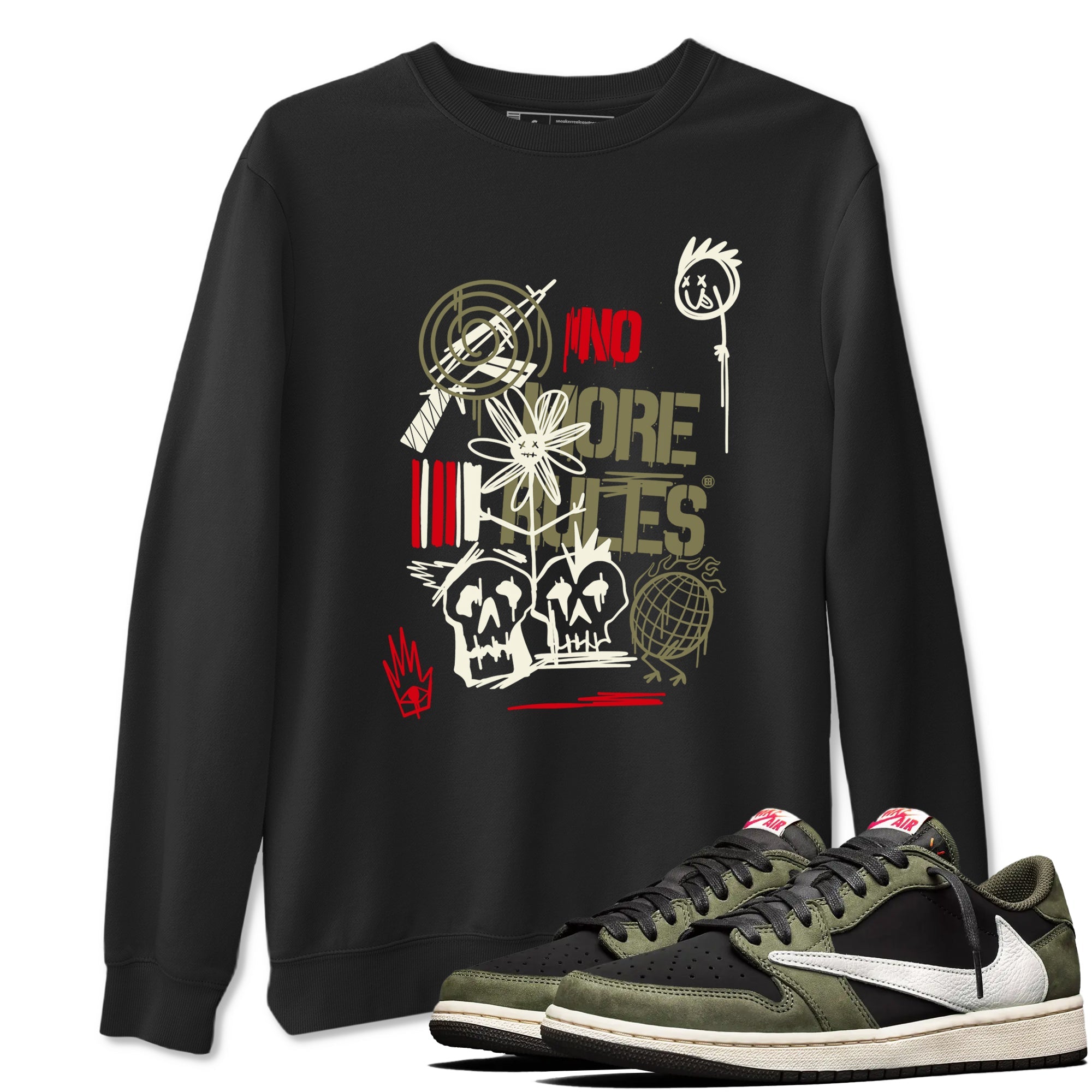 Air Jordan 1 x Travis Scott x Black Olive shirts to match jordans No More Rules sneaker match tees Air Jordan 1 Travis Scott Black Olive Drip Gear Zone streetwear brand Black 1 unisex cotton tee