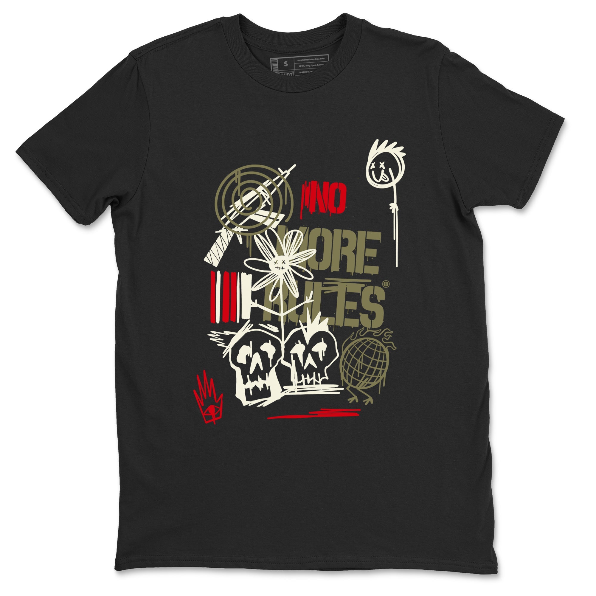 Air Jordan 1 x Travis Scott x Black Olive shirts to match jordans No More Rules sneaker match tees Air Jordan 1 Travis Scott Black Olive Drip Gear Zone streetwear brand Black 2 unisex cotton tee