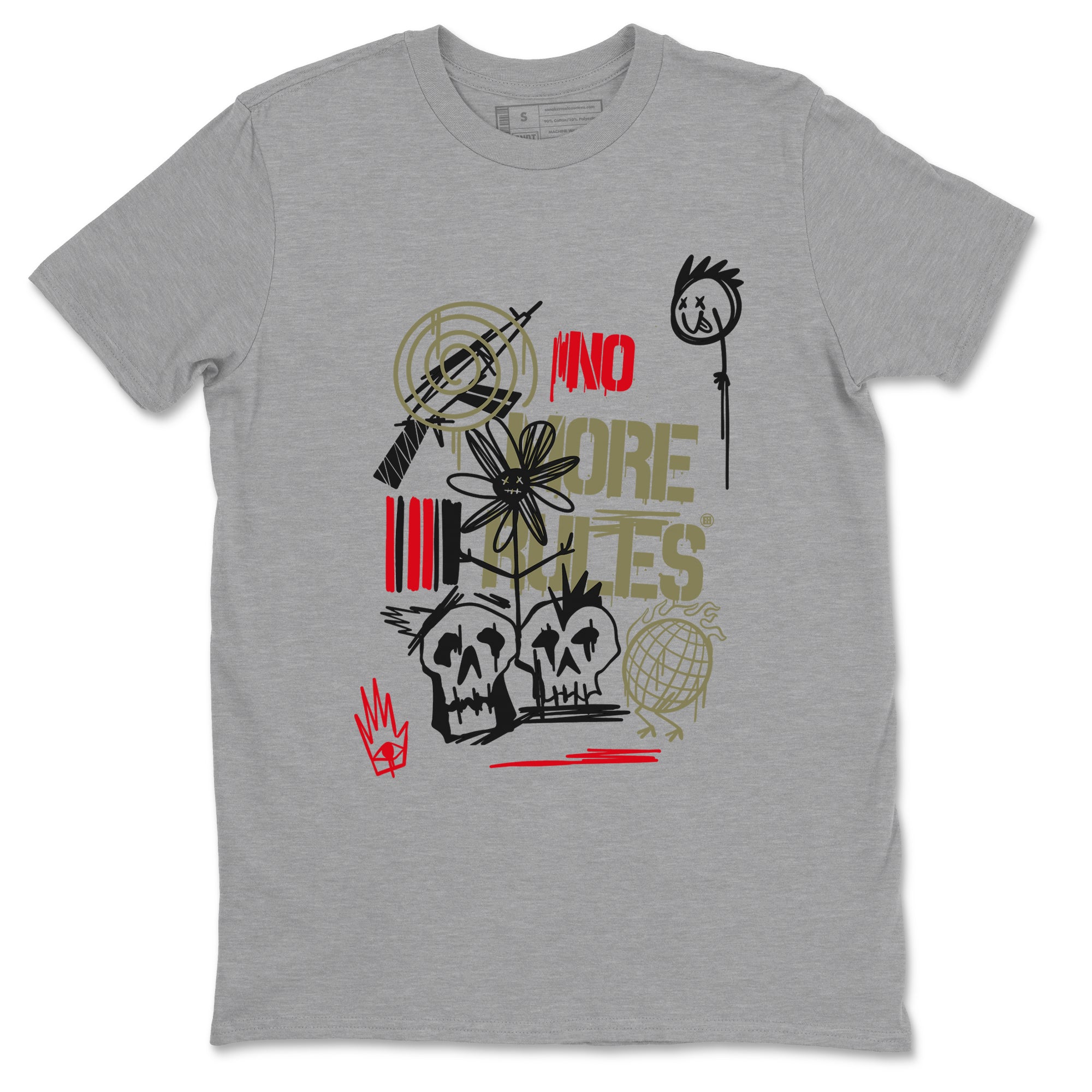 Air Jordan 1 x Travis Scott x Black Olive shirts to match jordans No More Rules sneaker match tees Air Jordan 1 Travis Scott Black Olive Drip Gear Zone streetwear brand Heather Grey 2 unisex cotton tee