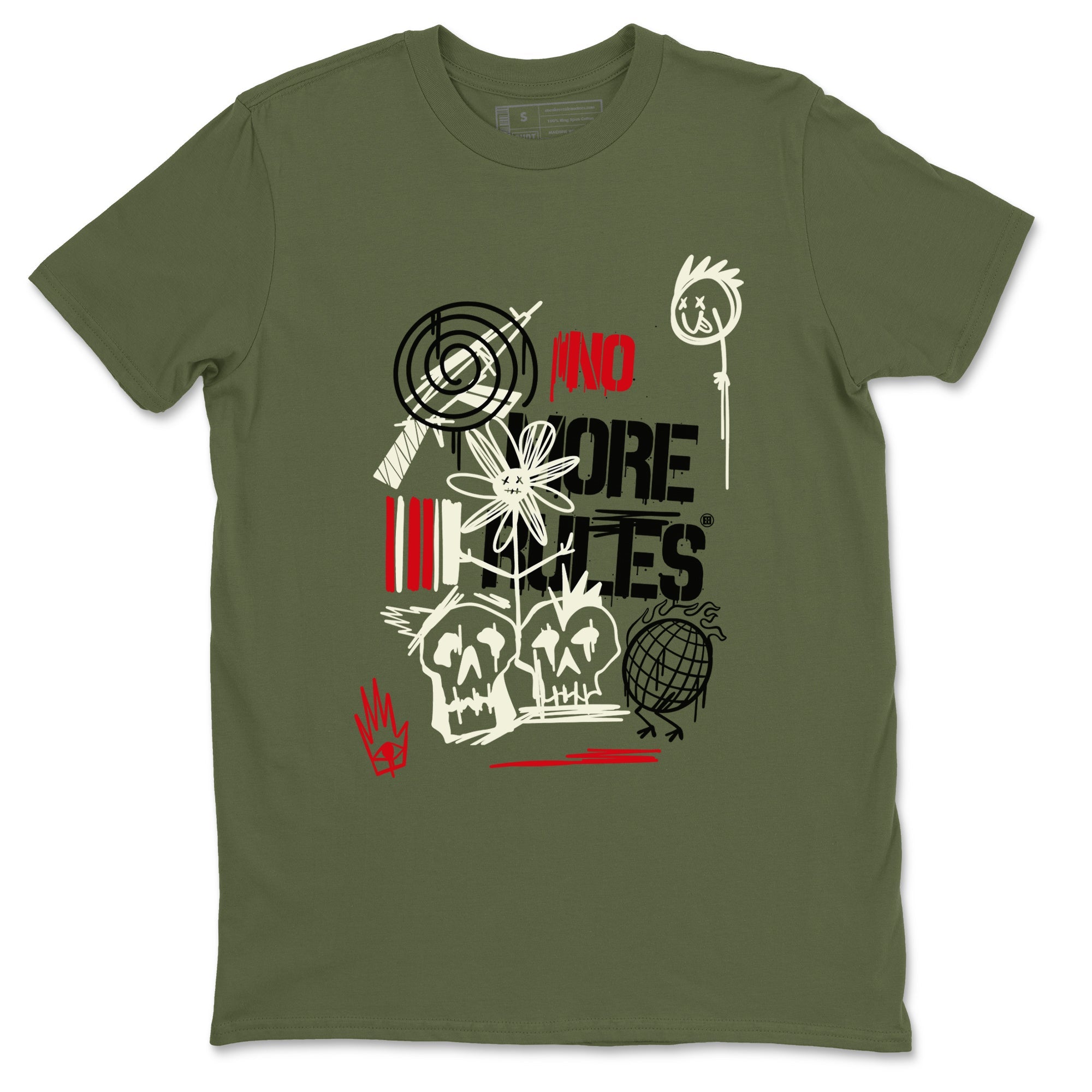 Air Jordan 1 x Travis Scott x Black Olive shirts to match jordans No More Rules sneaker match tees Air Jordan 1 Travis Scott Black Olive Drip Gear Zone streetwear brand Military Green 2 unisex cotton tee