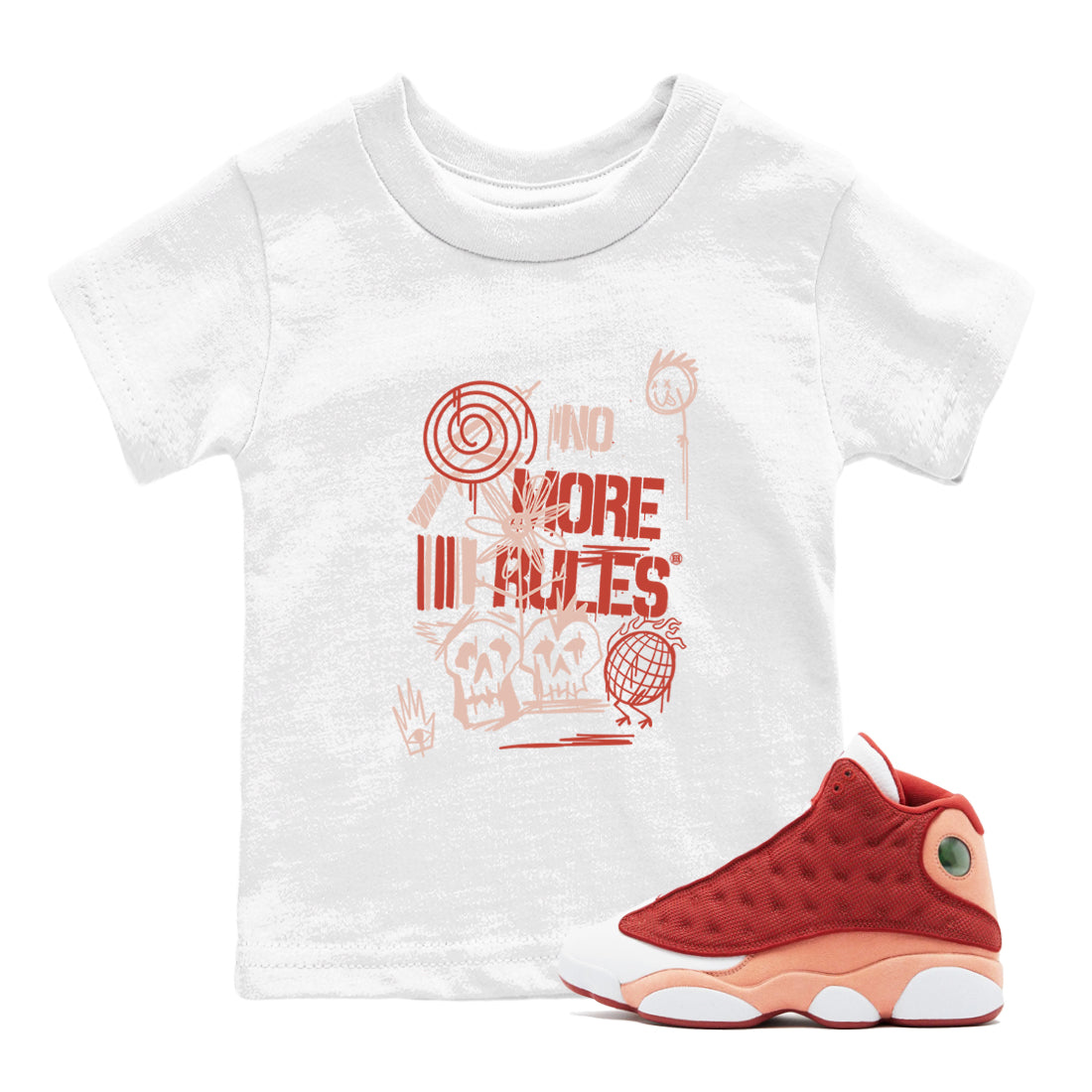 Air Jordan 13 Dune Red shirts to match jordans No More Rules sneaker match tees Air Jordan 13 Dune Red Drip Gear Zone streetwear brand Baby and Youth White 1 cotton tee