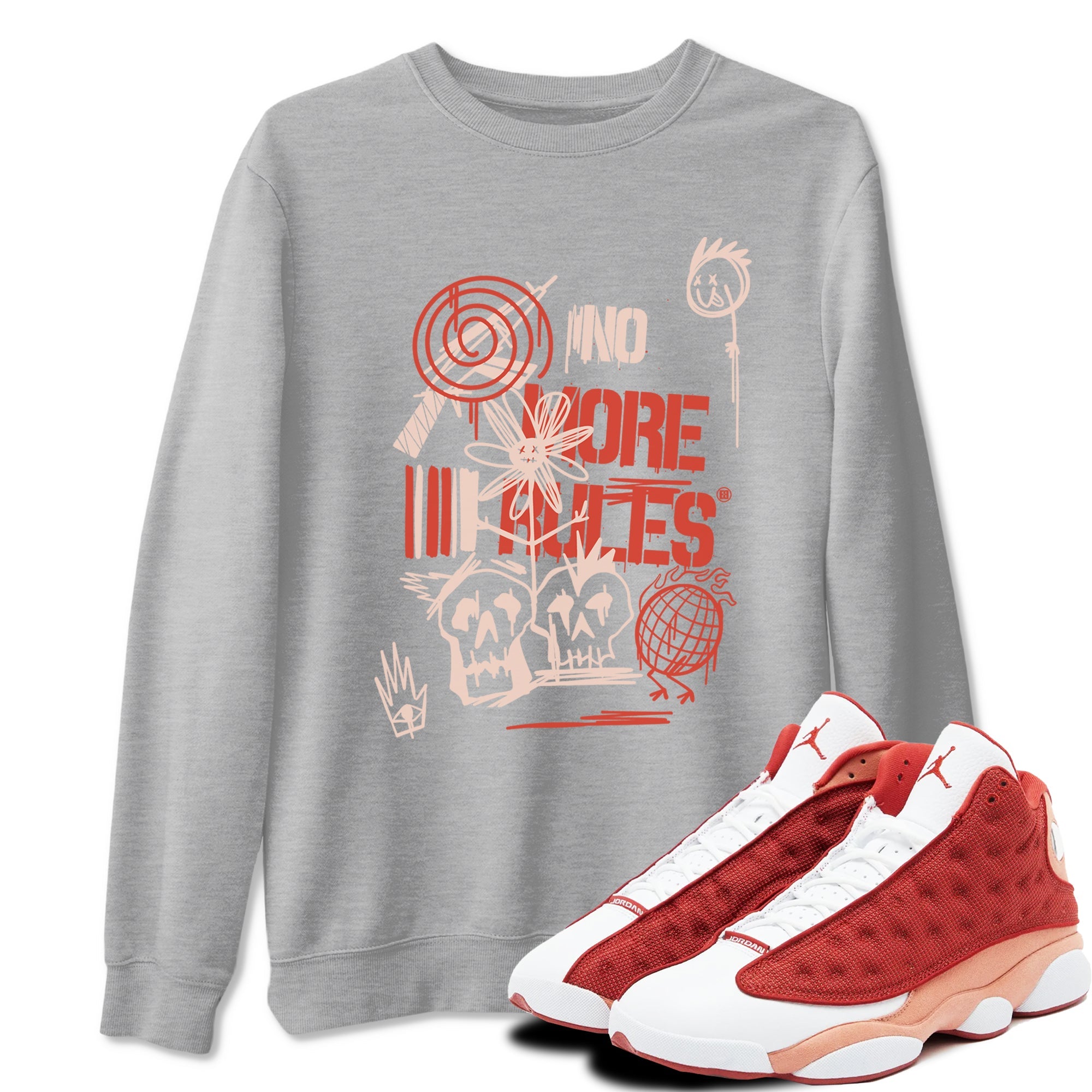 Air Jordan 13 Dune Red shirts to match jordans No More Rules sneaker match tees Air Jordan 13 Dune Red Drip Gear Zone streetwear brand Heather Grey 1 unisex cotton tee