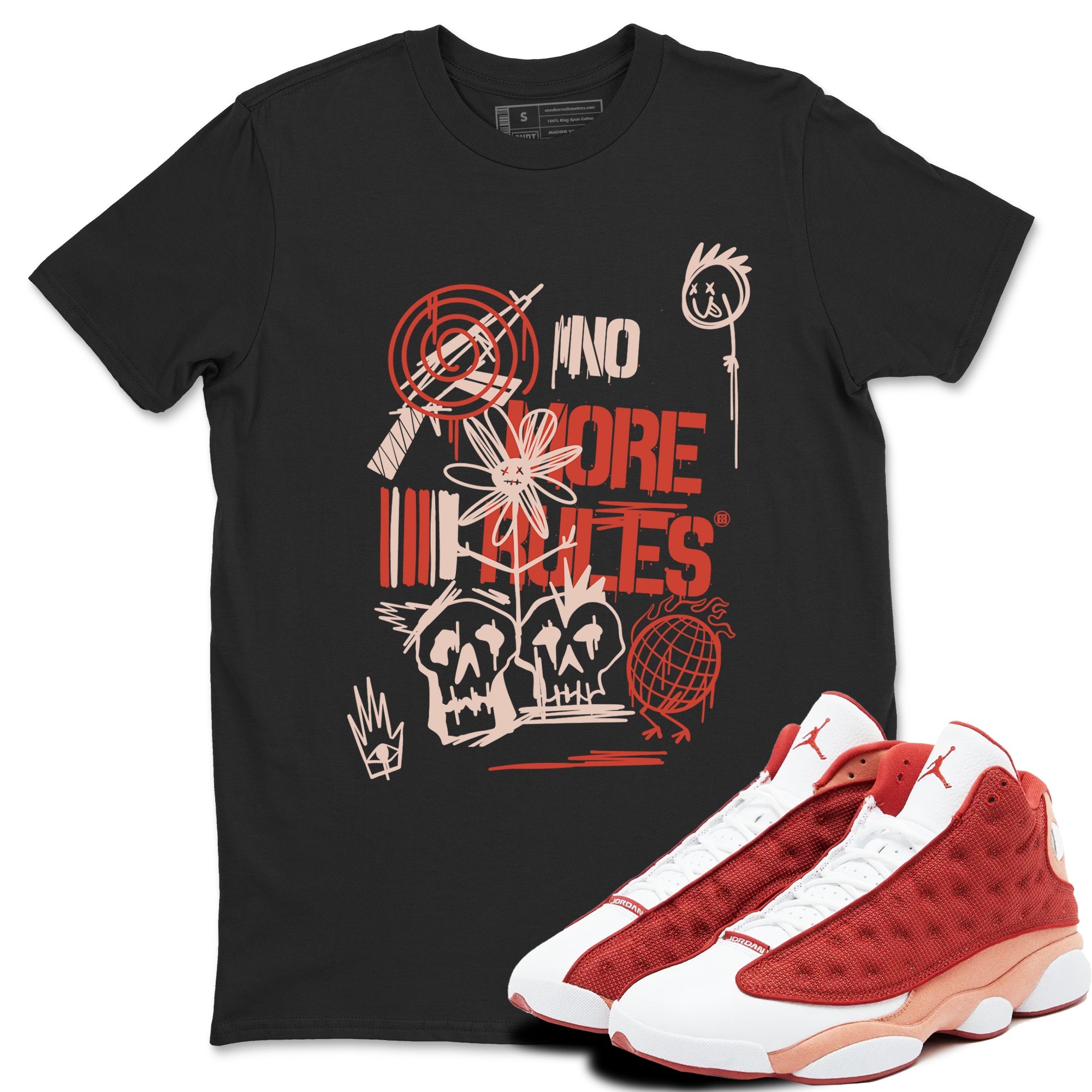 Air Jordan 13 Dune Red shirts to match jordans No More Rules sneaker match tees Air Jordan 13 Dune Red Drip Gear Zone streetwear brand Black 1 unisex cotton tee
