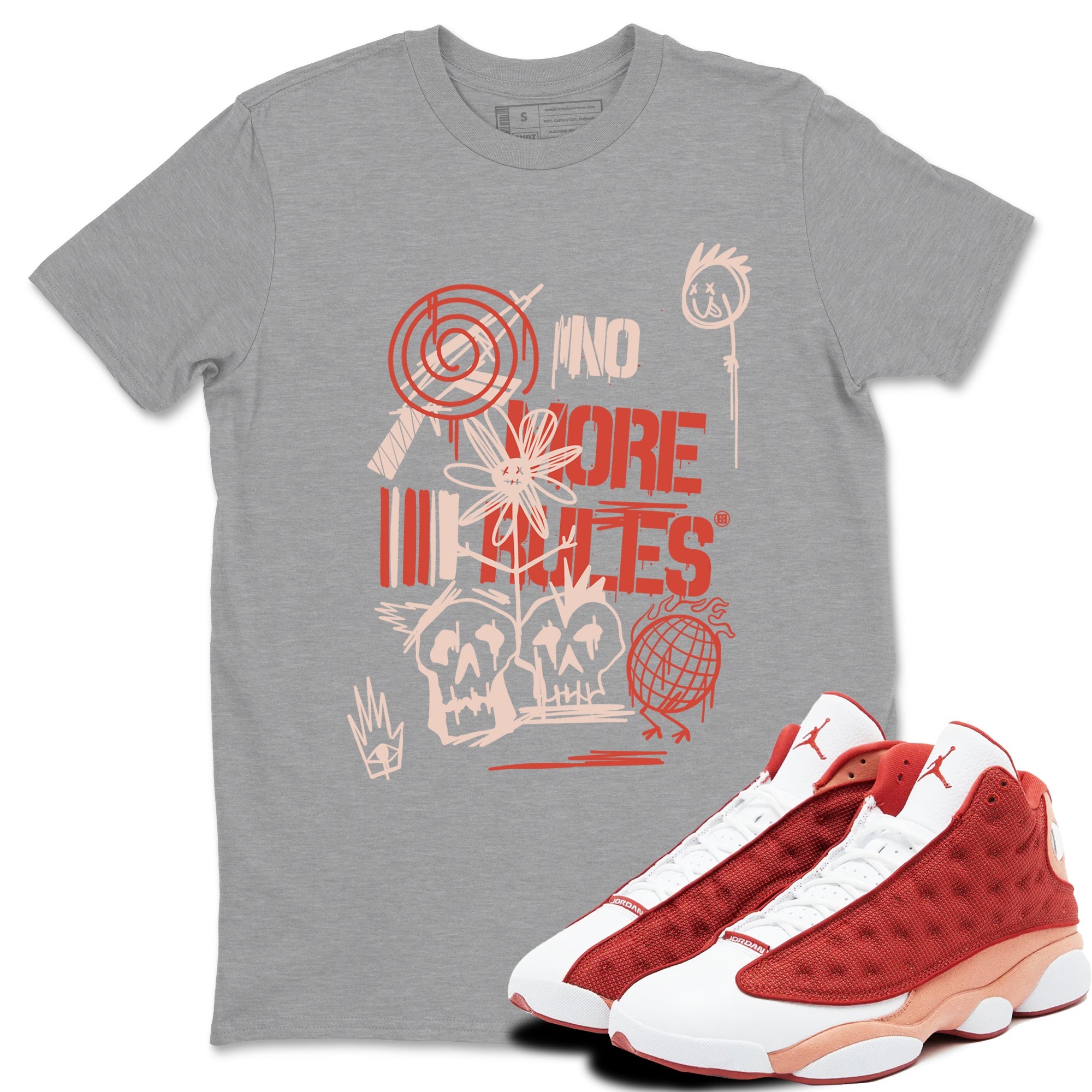 Air Jordan 13 Dune Red shirts to match jordans No More Rules sneaker match tees Air Jordan 13 Dune Red Drip Gear Zone streetwear brand Heather Grey 1 unisex cotton tee