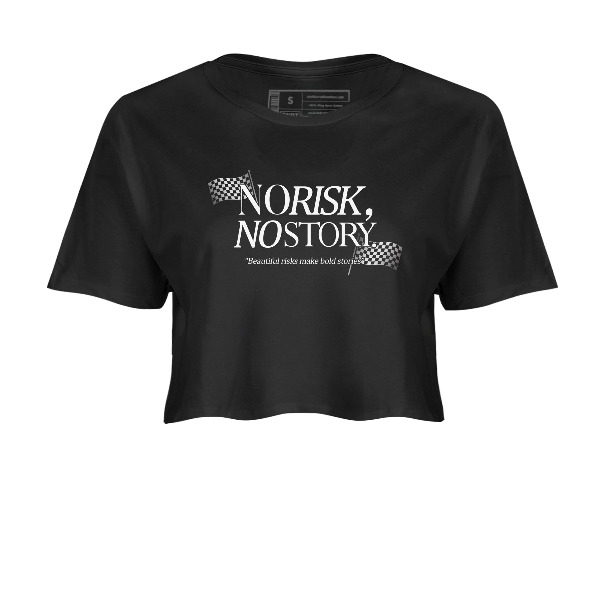 11s Grand Finale Sneaker match tees  Sneaker Tees To Match Jordan 11 Grand Finale Sneakers  No Risk No Story Crop Graphic T-Shirt Black 2