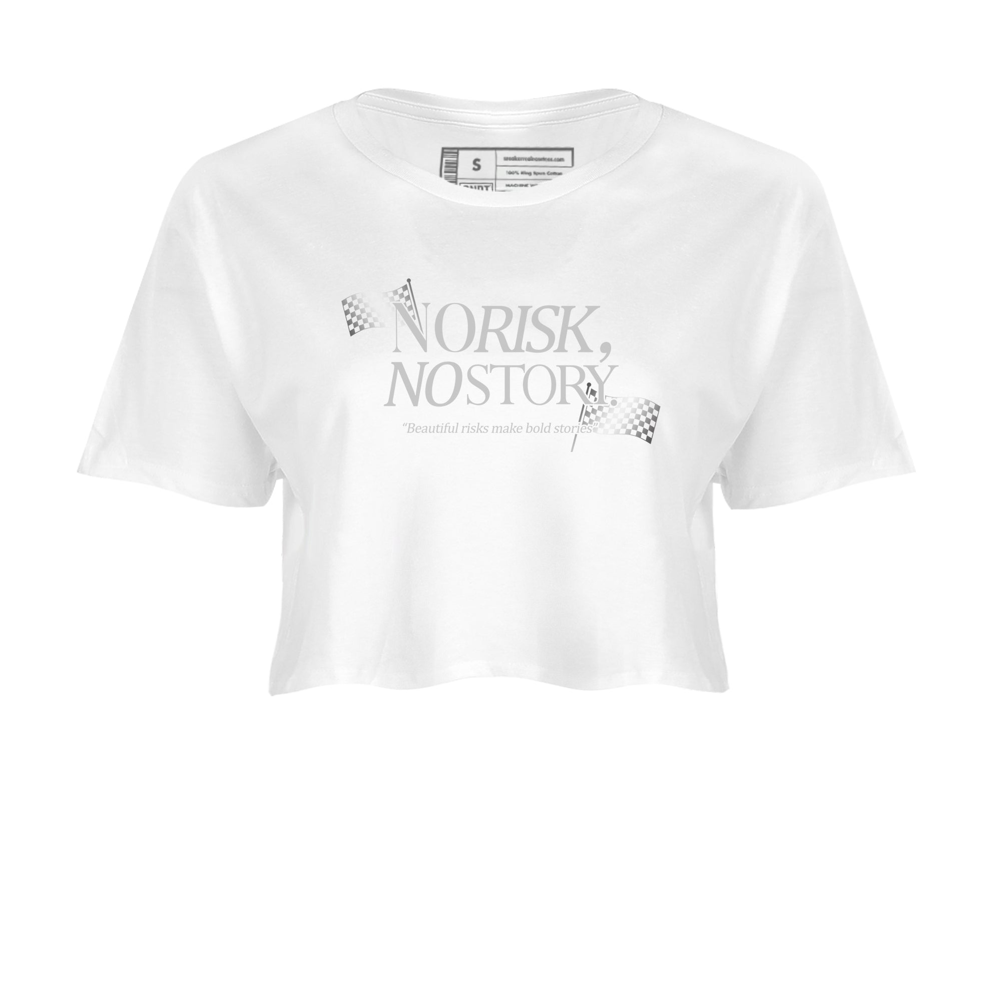 11s Grand Finale Sneaker match tees  Sneaker Tees To Match Jordan 11 Grand Finale Sneakers  No Risk No Story Crop Graphic T-Shirt White 2