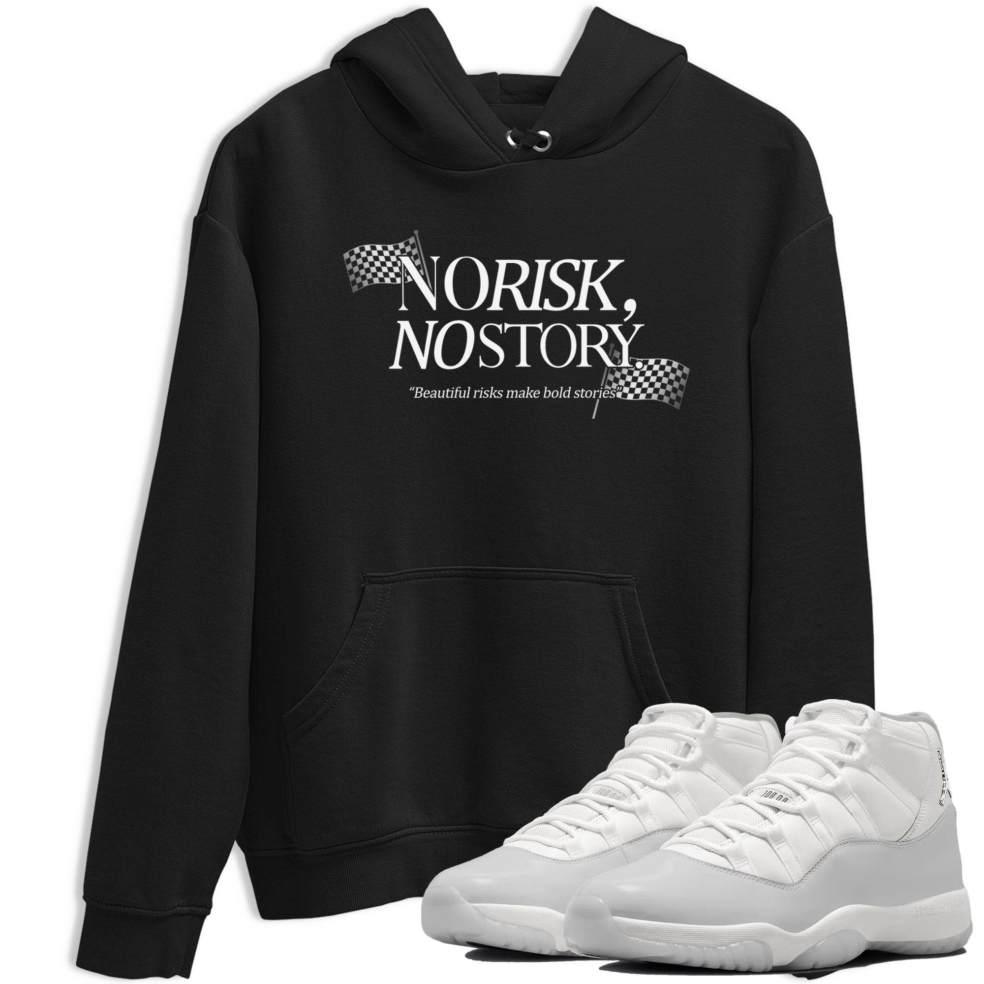 11s Grand Finale Sneaker match tees  Sneaker Tees To Match Jordan 11 Grand Finale Sneakers  No Risk No Story Graphic Tee Black 1