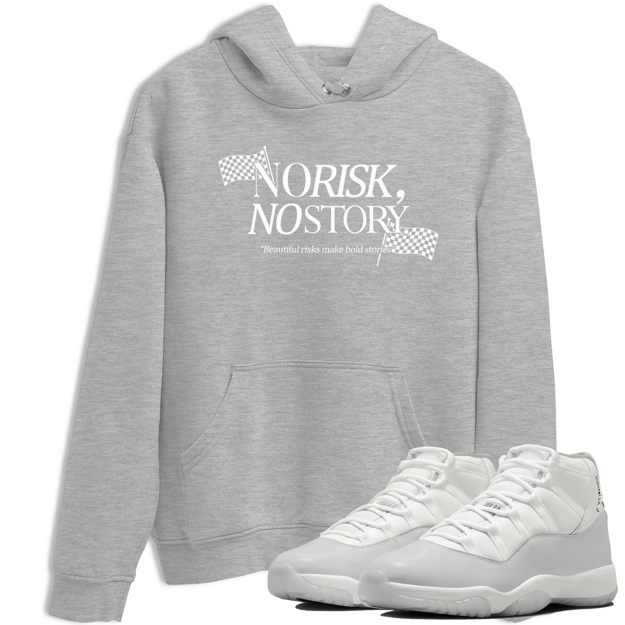 11s Grand Finale Sneaker match tees  Sneaker Tees To Match Jordan 11 Grand Finale Sneakers  No Risk No Story Graphic Tee Heather Grey 1