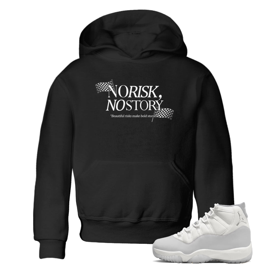 11s Grand Finale Sneaker match tees  Sneaker Tees To Match Jordan 11 Grand Finale Sneakers  No Risk No Story Kids Graphic T-Shirt Black 1