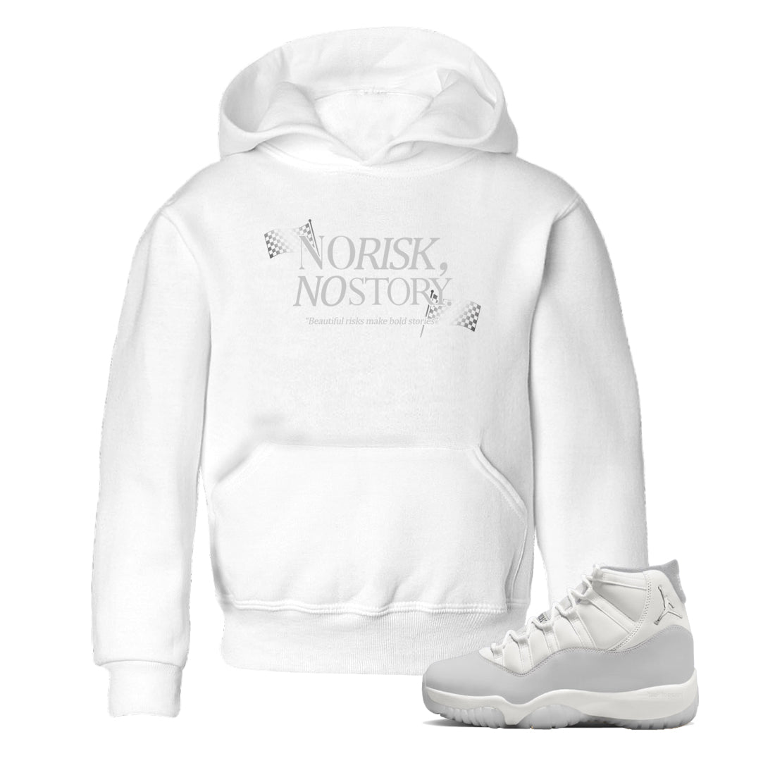 11s Grand Finale Sneaker match tees  Sneaker Tees To Match Jordan 11 Grand Finale Sneakers  No Risk No Story Kids Graphic T-Shirt White 1