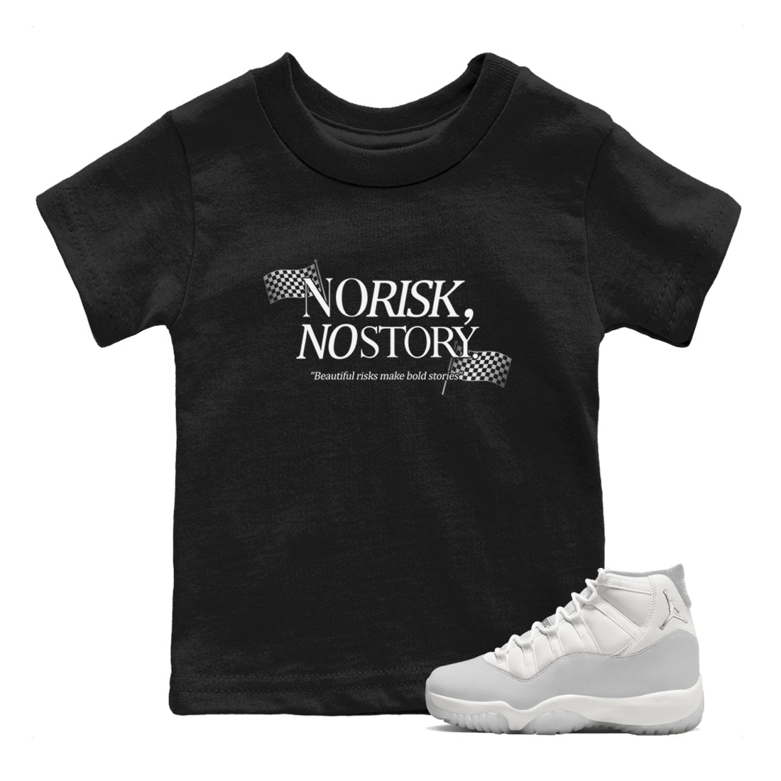 11s Grand Finale Sneaker match tees  Sneaker Tees To Match Jordan 11 Grand Finale Sneakers  No Risk No Story Kids Graphic T-Shirt Black 1