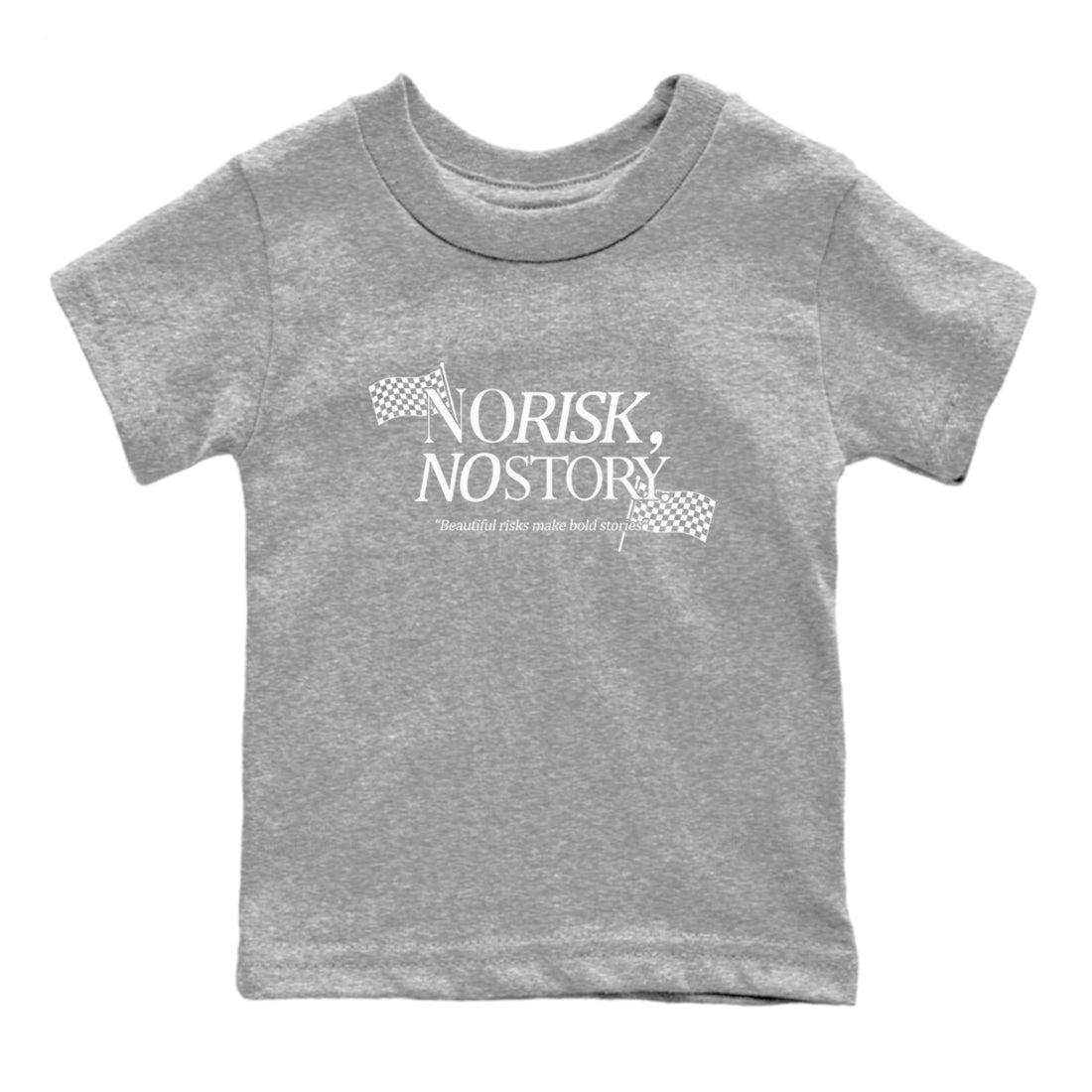 11s Grand Finale Sneaker match tees  Sneaker Tees To Match Jordan 11 Grand Finale Sneakers  No Risk No Story Kids Graphic T-Shirt Heather Grey 2