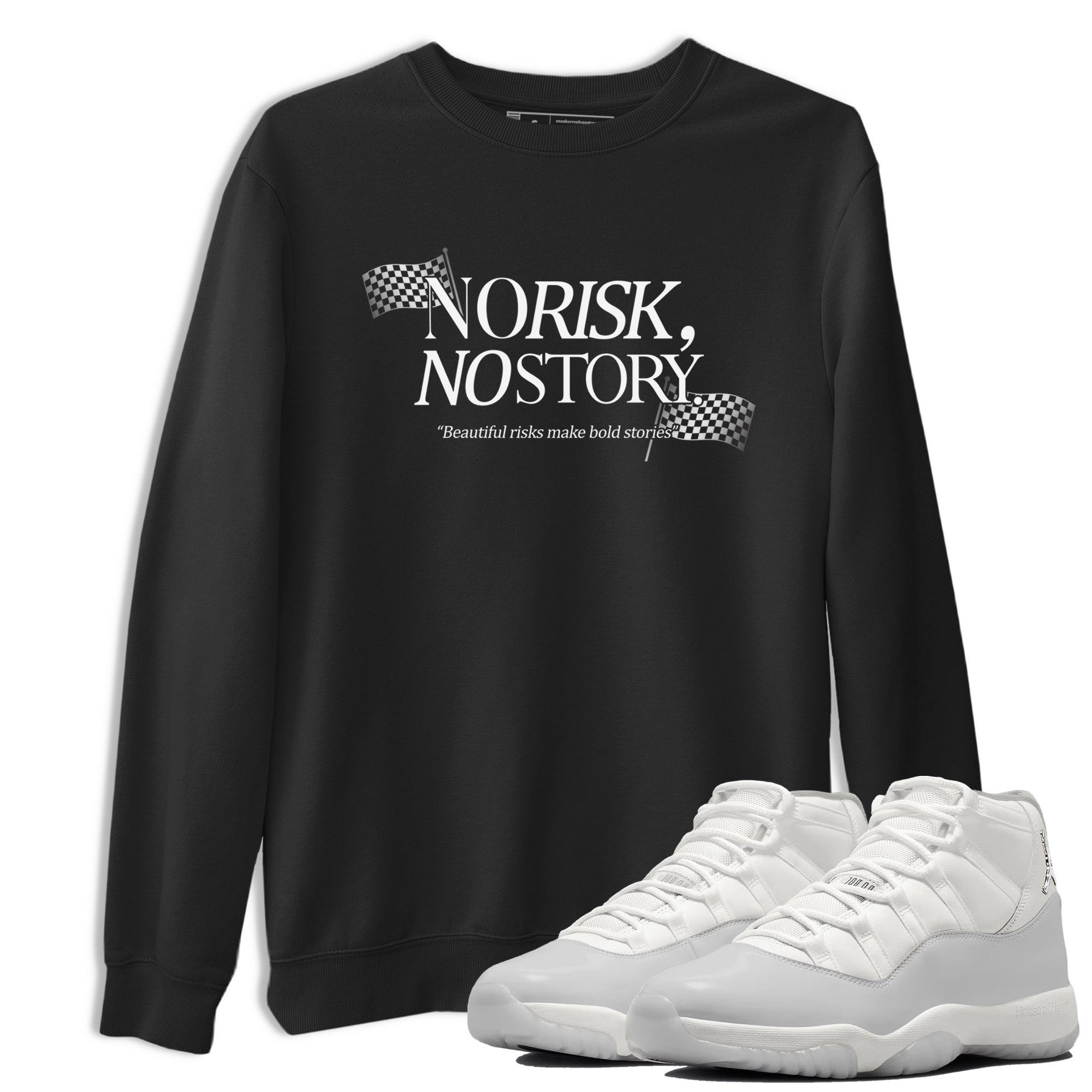 11s Grand Finale Sneaker match tees  Sneaker Tees To Match Jordan 11 Grand Finale Sneakers  No Risk No Story Graphic Tee Black 1