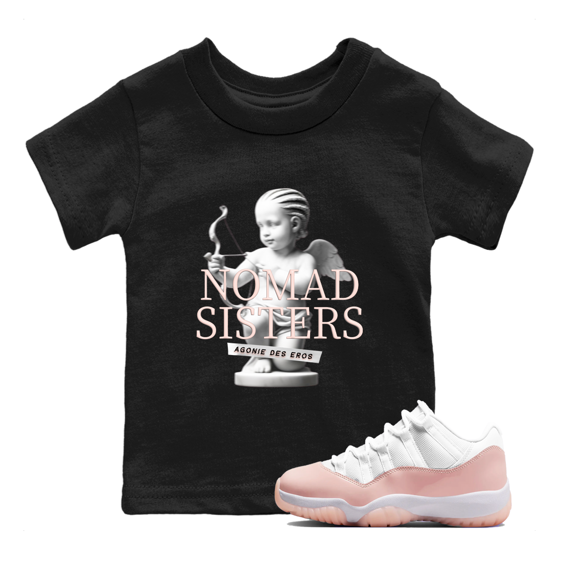 Air Jordan 11 Retro Legend Pink shirts to match jordans Nomad Sisters sneaker match tees Air Jordan 11 Legend Pink Drip Gear Zone streetwear brand Baby and Youth Black 1 cotton tee
