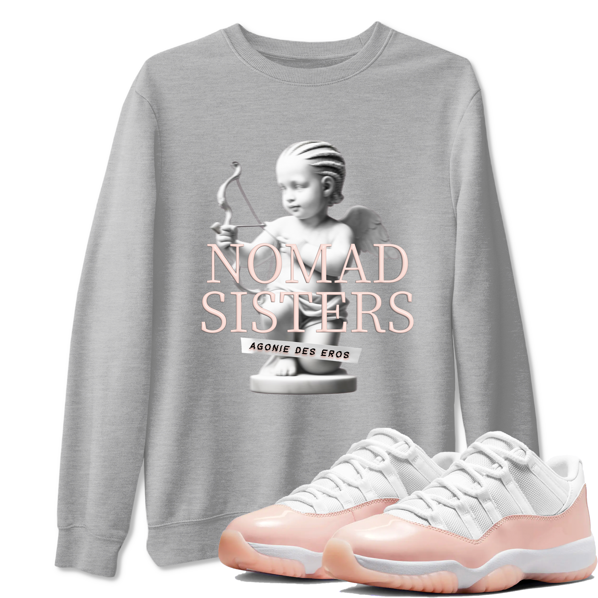 Air Jordan 11 Retro Legend Pink shirts to match jordans Nomad Sisters sneaker match tees Air Jordan 11 Legend Pink Drip Gear Zone streetwear brand Heather Grey 1 unisex cotton tee