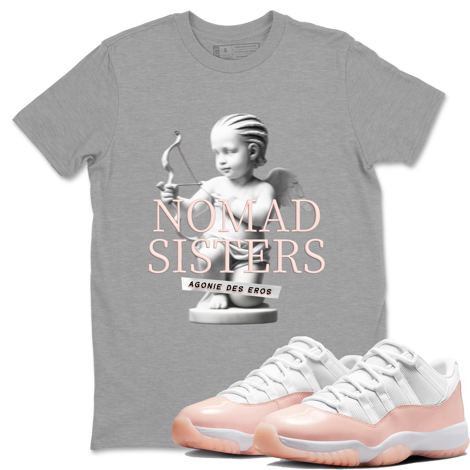 Air Jordan 11 Retro Legend Pink shirts to match jordans Nomad Sisters sneaker match tees Air Jordan 11 Legend Pink Drip Gear Zone streetwear brand Heather Grey 1 unisex cotton tee