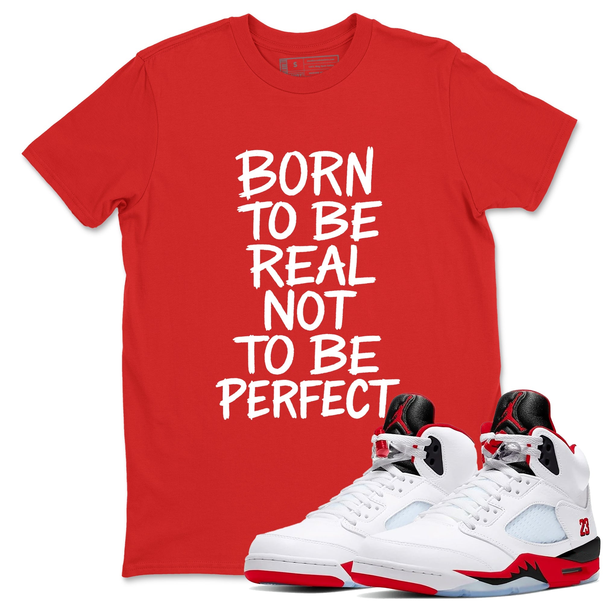 5s Fire Red Sneaker match tees  Sneaker Tees To Match Jordan 5 Retro Fire Red Sneakers  Not Perfect Graphic Tee Red 1