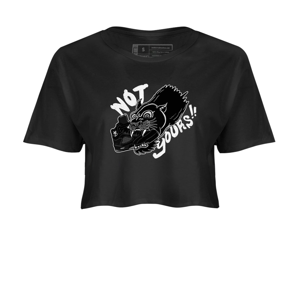 5s Black Cat shirts to match jordans Not Yours sneaker match tees Air Jordan 5 Black Cat Drip Gear Zone unisex cotton Black 2 Crop Shirts