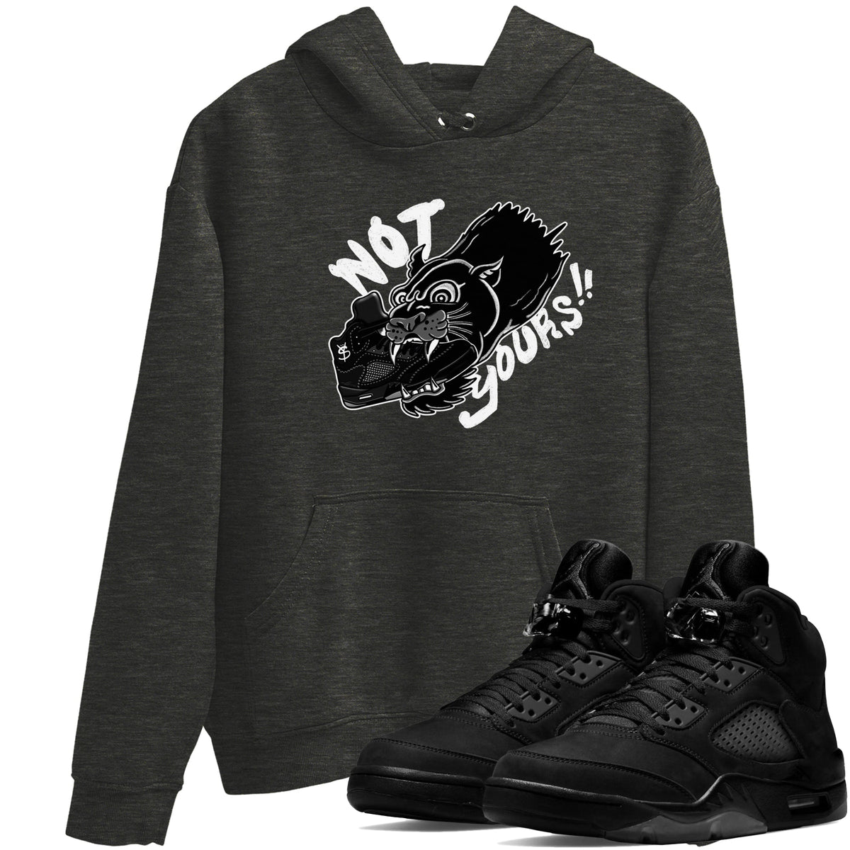 5s Black Cat shirts to match jordans Not Yours sneaker match tees Air Jordan 5 Black Cat Drip Gear Zone unisex cotton Charcoal Heather 1 crew neck shirts