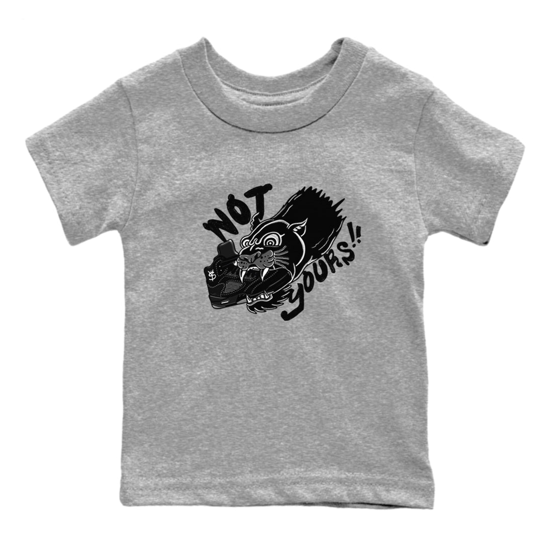 5s Black Cat shirts to match jordans Not Yours sneaker match tees Air Jordan 5 Black Cat Drip Gear Zone Youth Baby Heather Grey 2 crew neck shirts