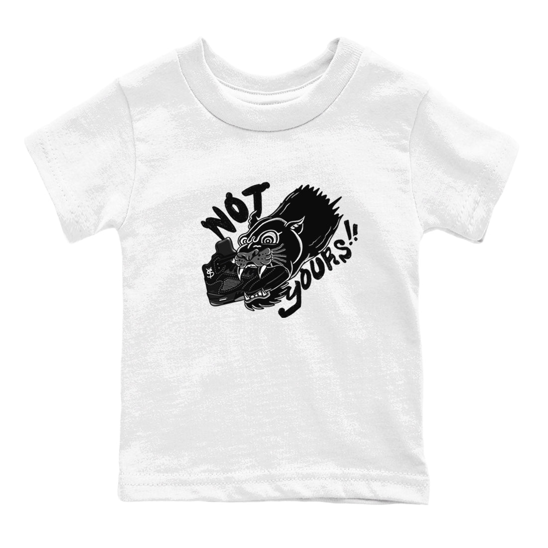 5s Black Cat shirts to match jordans Not Yours sneaker match tees Air Jordan 5 Black Cat Drip Gear Zone Youth Baby White 2 crew neck shirts