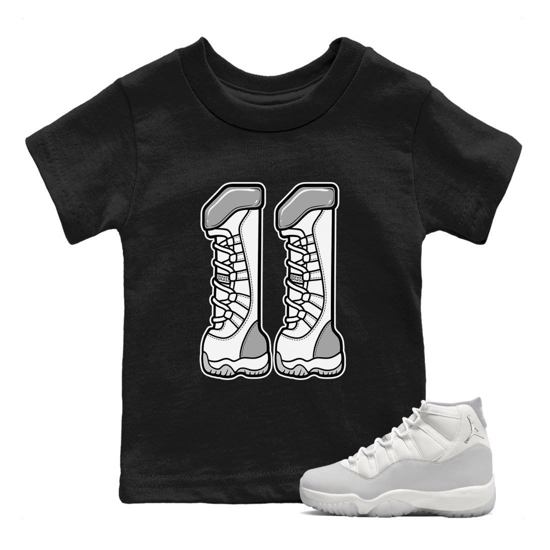 11s Grand Finale Sneaker match tees  Sneaker Tees To Match Jordan 11 Grand Finale Sneakers  Number 11 Kids Graphic T-Shirt Black 1