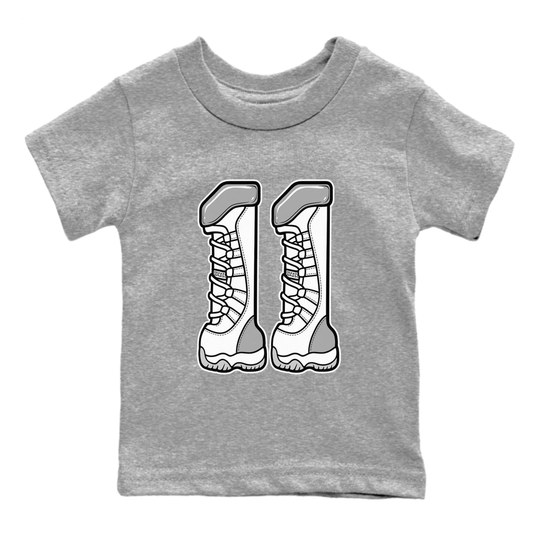 11s Grand Finale Sneaker match tees  Sneaker Tees To Match Jordan 11 Grand Finale Sneakers  Number 11 Kids Graphic T-Shirt Heather Grey 2