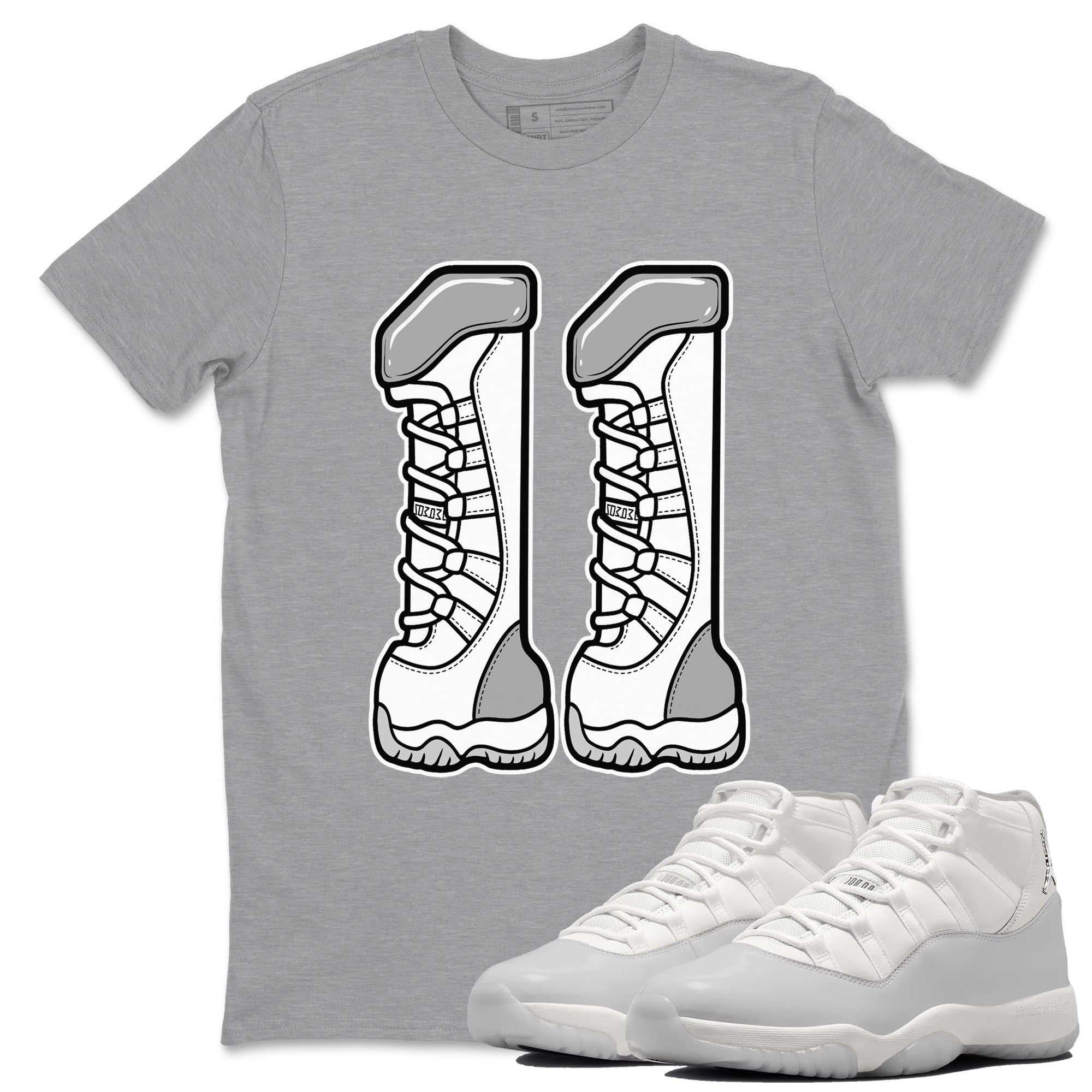 11s Grand Finale Sneaker match tees  Sneaker Tees To Match Jordan 11 Grand Finale Sneakers  Number 11 Graphic Tee Heather Grey 1