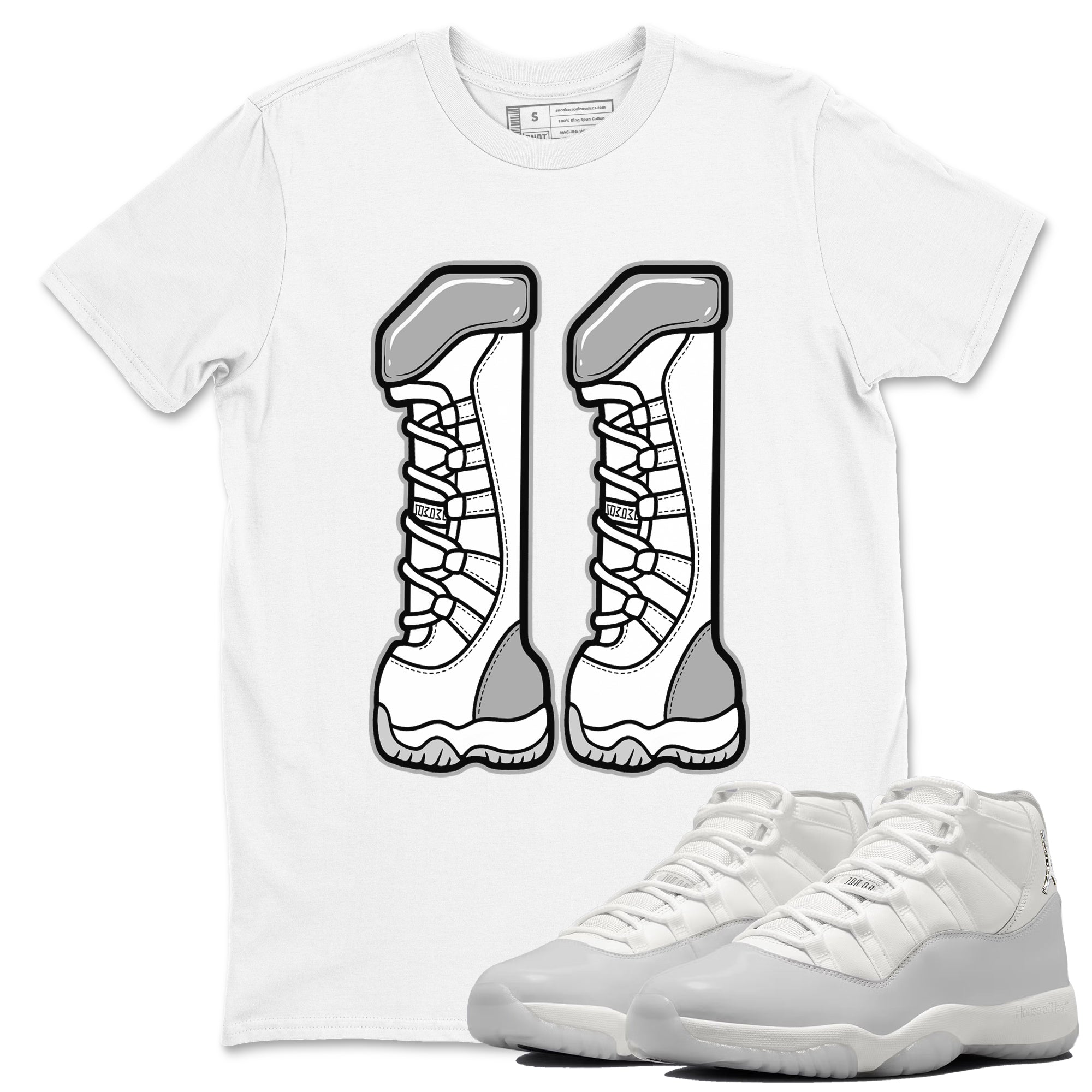 11s Grand Finale Sneaker match tees  Sneaker Tees To Match Jordan 11 Grand Finale Sneakers  Number 11 Graphic Tee White 1