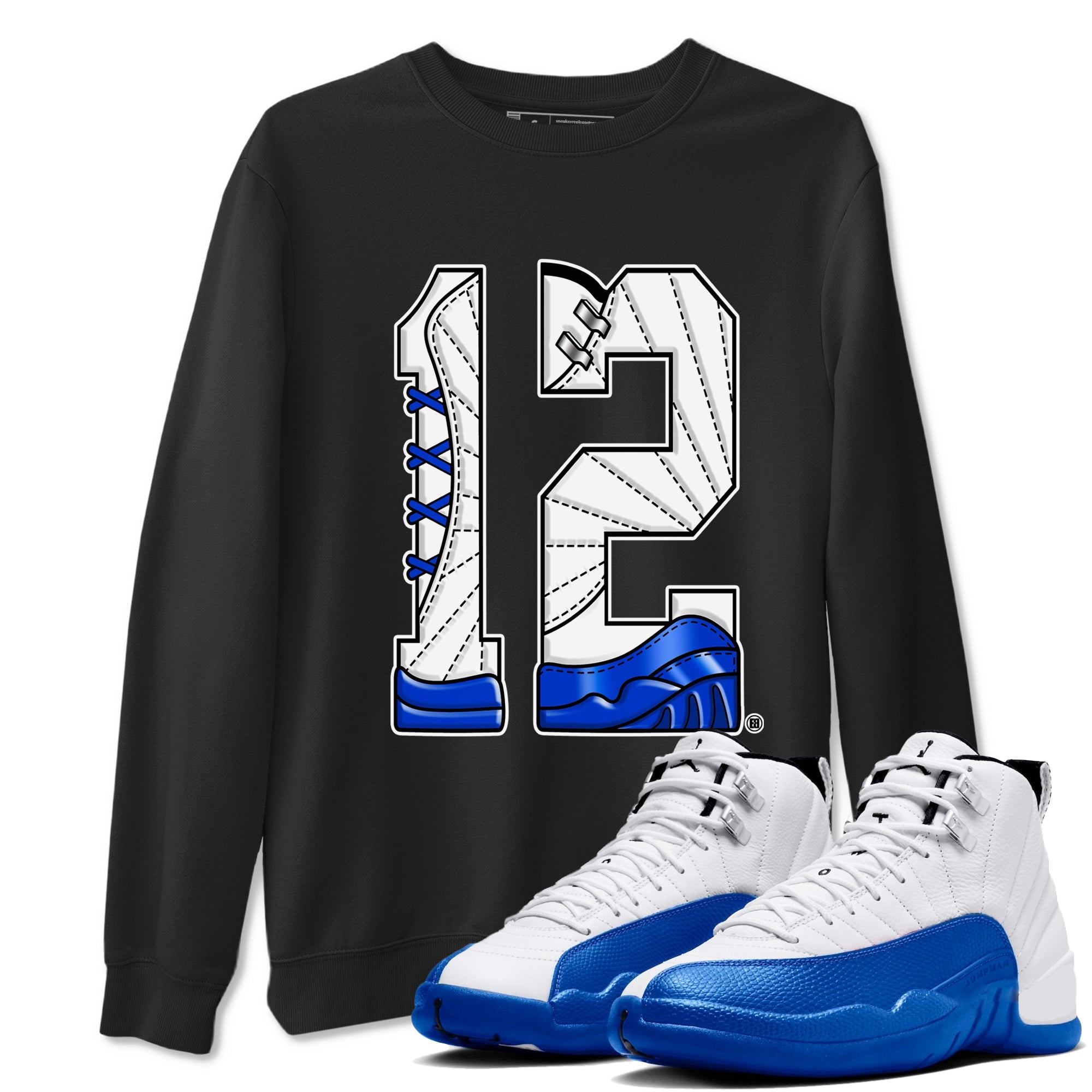 AJ12 Blueberry shirts to match jordans Number 12 sneaker match tees Air Jordan 12 Blueberry Drip Gear Zone streetwear brand Black 1 unisex cotton tee