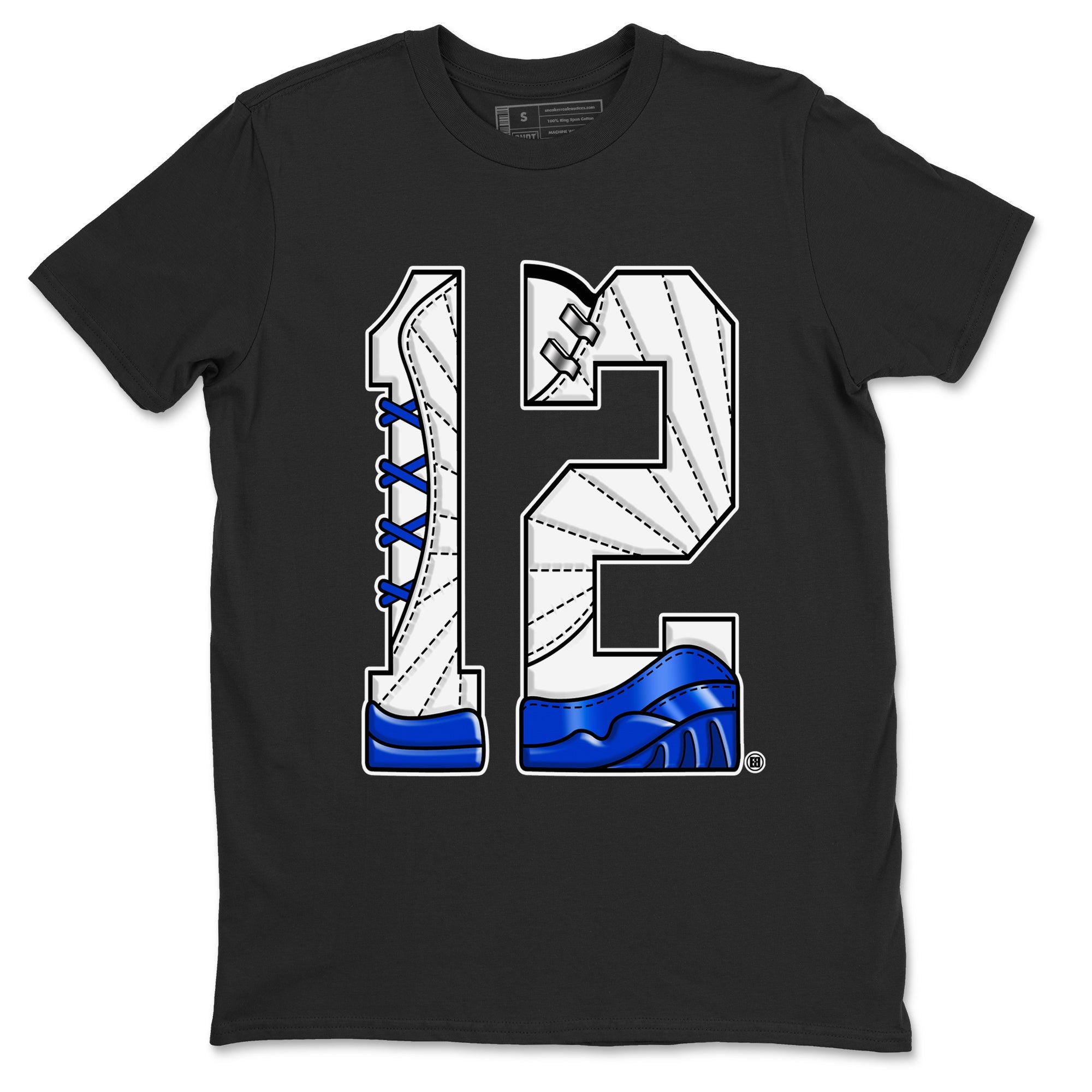 AJ12 Blueberry shirts to match jordans Number 12 sneaker match tees Air Jordan 12 Blueberry Drip Gear Zone streetwear brand Black 2 unisex cotton tee