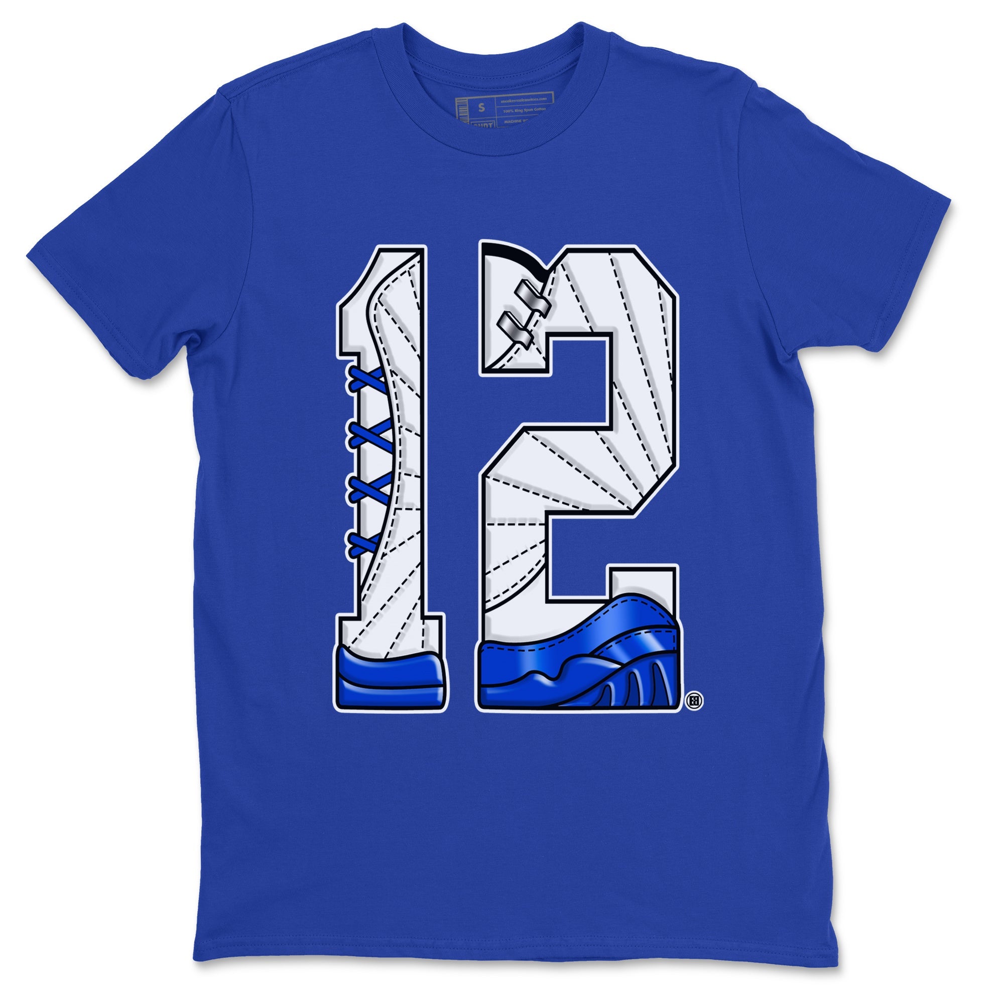 AJ12 Blueberry shirts to match jordans Number 12 sneaker match tees Air Jordan 12 Blueberry Drip Gear Zone streetwear brand Royal Blue 2 unisex cotton tee