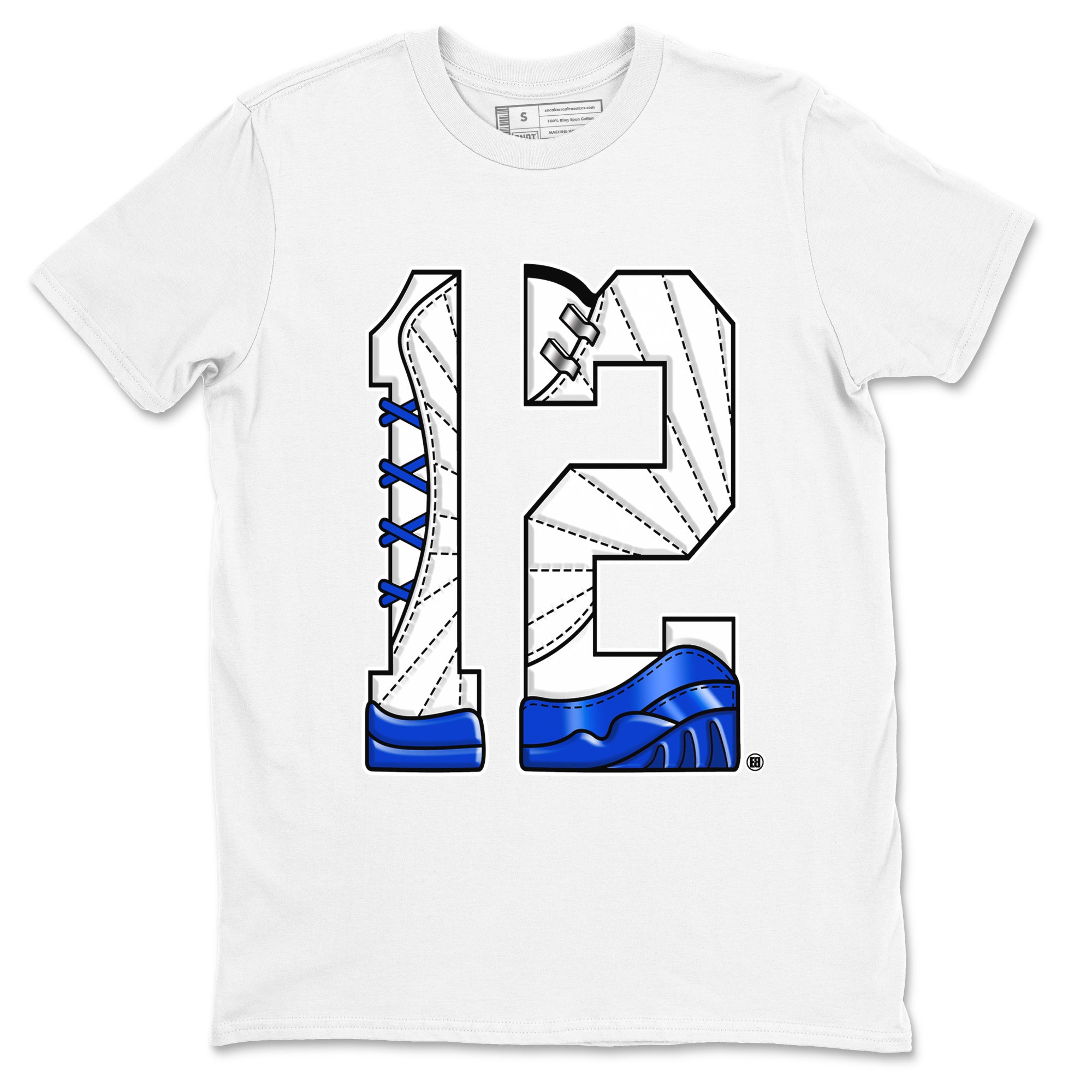 AJ12 Blueberry shirts to match jordans Number 12 sneaker match tees Air Jordan 12 Blueberry Drip Gear Zone streetwear brand White 2 unisex cotton tee