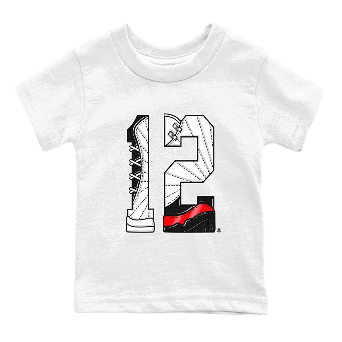 Air Jordan 12 Retro Taxi Flip shirts to match jordans Number 12 sneaker match tees 12s Red Taxi Drip Gear Zone baby toddler White 2 cotton Shirt