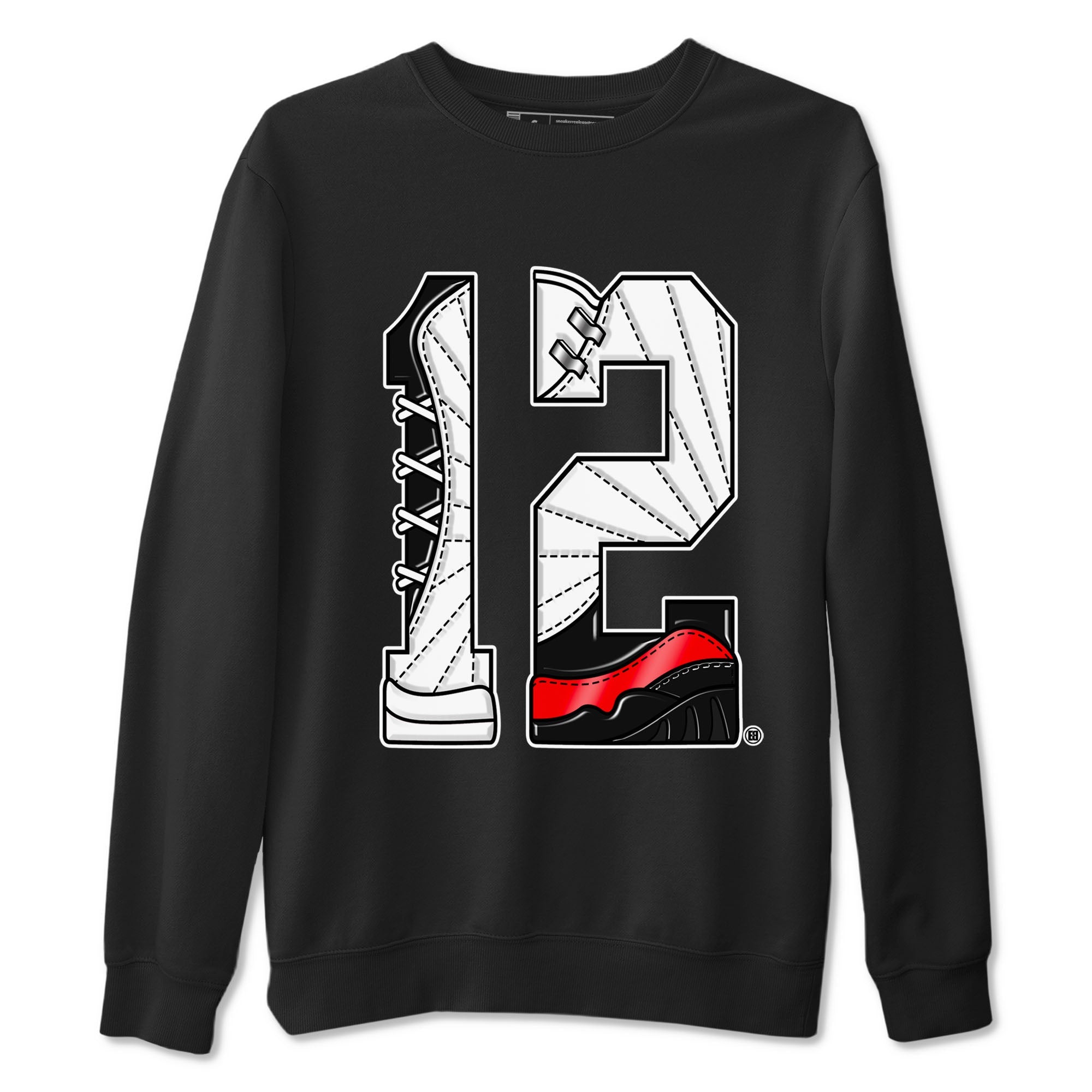 Air Jordan 12 Retro Taxi Flip shirts to match jordans Number 12 sneaker match tees 12s Red Taxi Drip Gear Zone unisex cotton Black 2 crew neck shirt