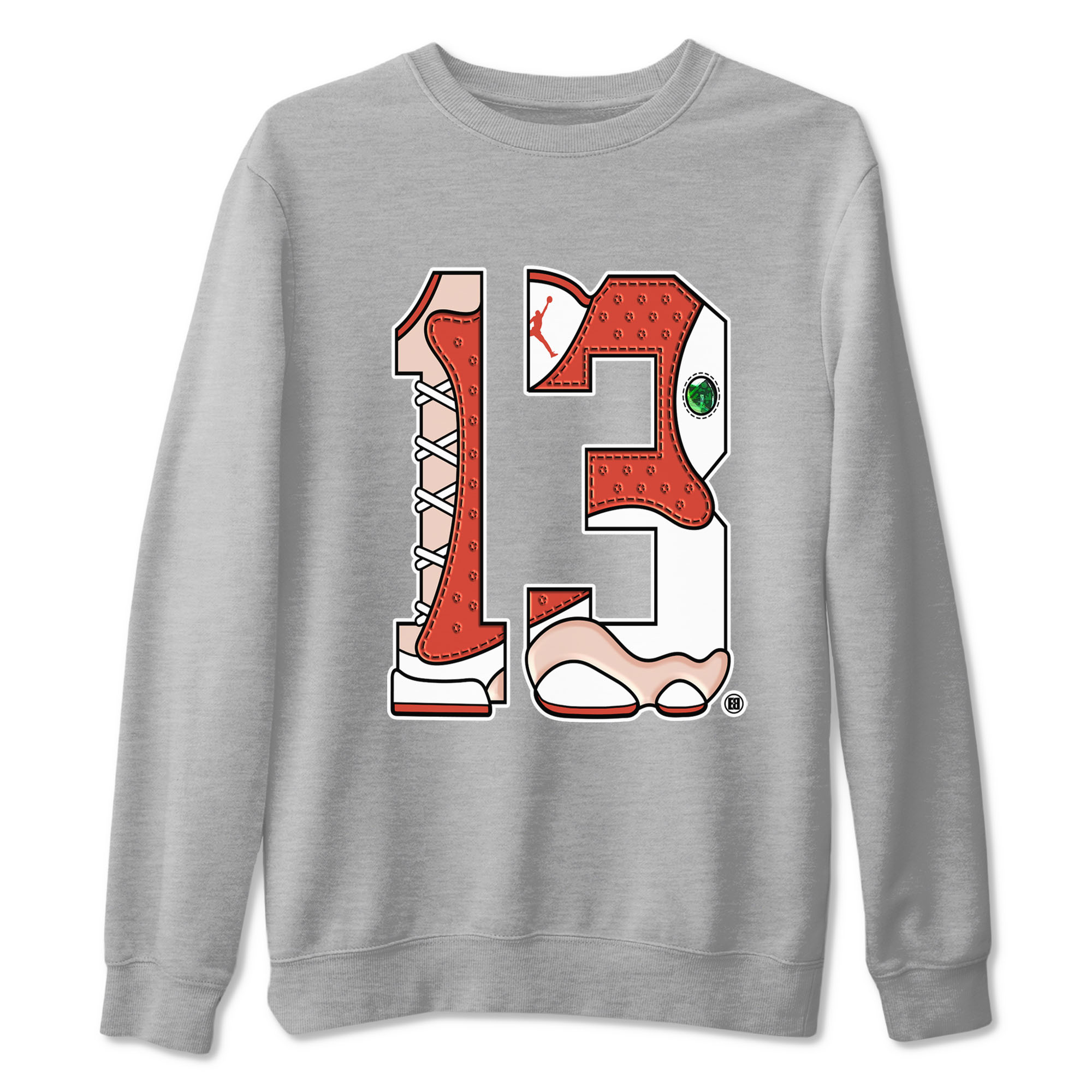 AJ13 Dune Red shirts to match jordans Number 13 sneaker match tees Air Jordan 13 Dune Red Drip Gear Zone streetwear brand Heather Grey 2 unisex cotton tee