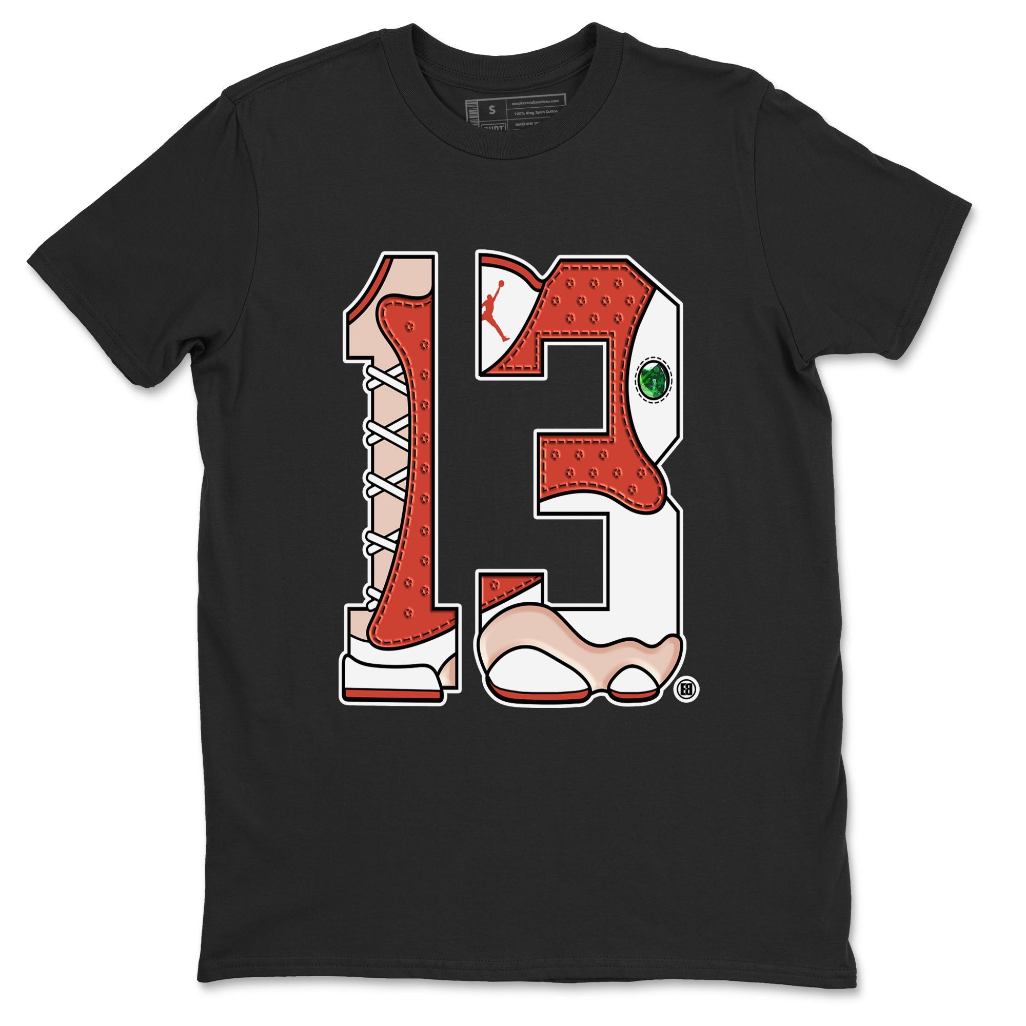 AJ13 Dune Red shirts to match jordans Number 13 sneaker match tees Air Jordan 13 Dune Red Drip Gear Zone streetwear brand Black 2 unisex cotton tee