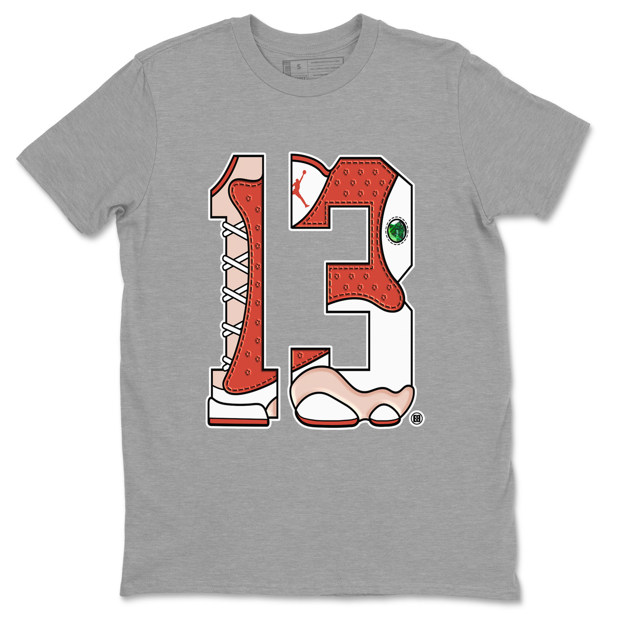 AJ13 Dune Red shirts to match jordans Number 13 sneaker match tees Air Jordan 13 Dune Red Drip Gear Zone streetwear brand Heather Grey 2 unisex cotton tee