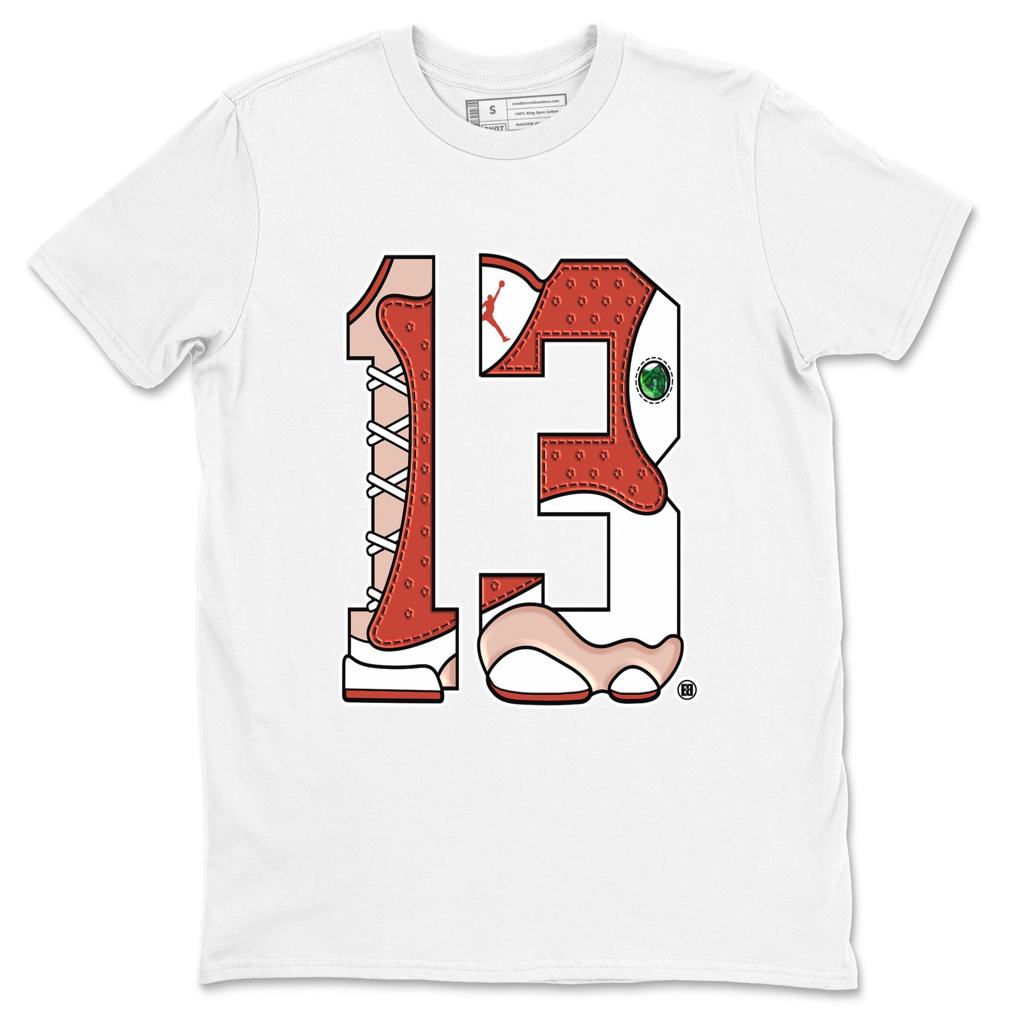 AJ13 Dune Red shirts to match jordans Number 13 sneaker match tees Air Jordan 13 Dune Red Drip Gear Zone streetwear brand White 2 unisex cotton tee