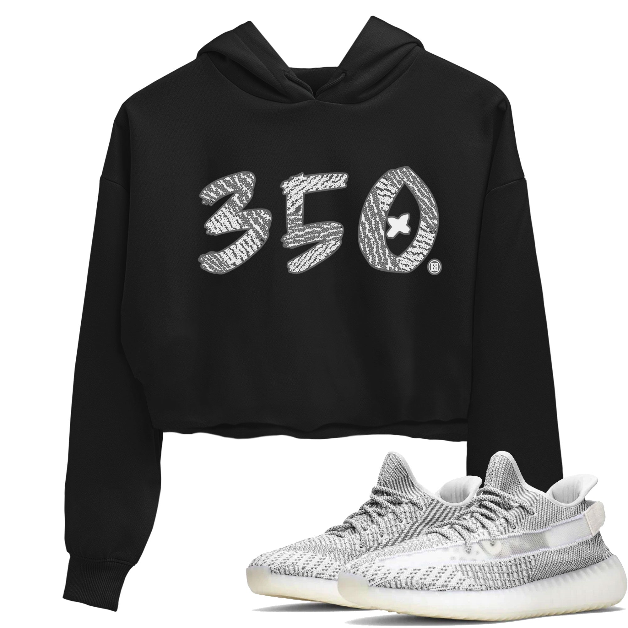 Yeezy Boost 350 Static shirt to match jordans Number 350 sneaker tees Yeezy 350 Static Drip Gear Zone Sneaker Matching Clothing Brand Black 1 Crop T-Shirt