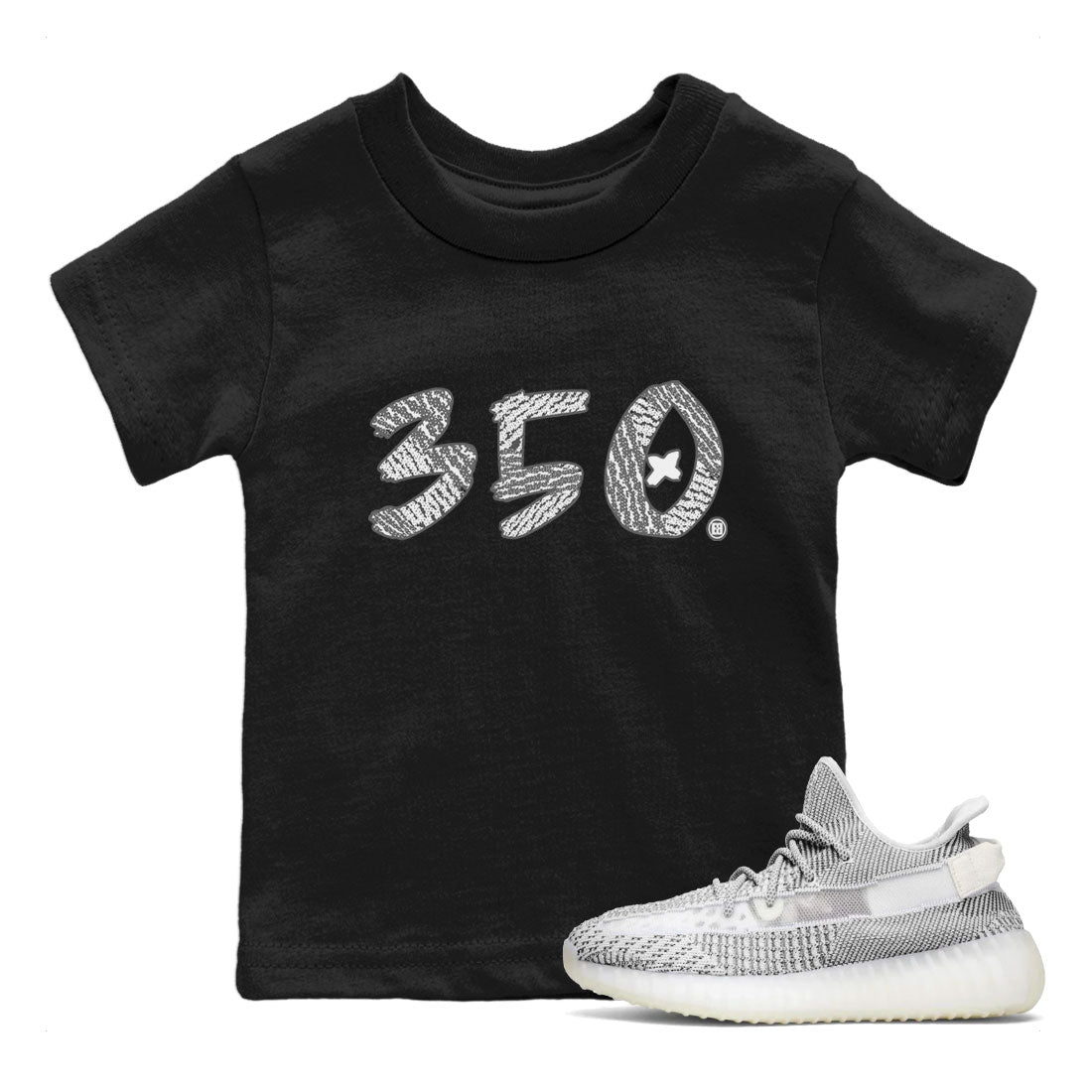 Yeezy Boost 350 Static shirt to match jordans Number 350 sneaker tees Yeezy 350 Static Drip Gear Zone Sneaker Matching Clothing Brand Baby Toddler Black 1 T-Shirt
