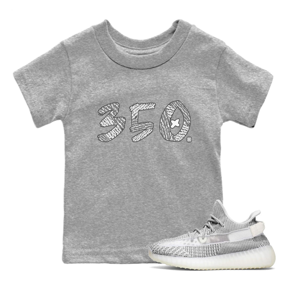Yeezy Boost 350 Static shirt to match jordans Number 350 sneaker tees Yeezy 350 Static Drip Gear Zone Sneaker Matching Clothing Brand Baby Toddler Heather Grey 1 T-Shirt