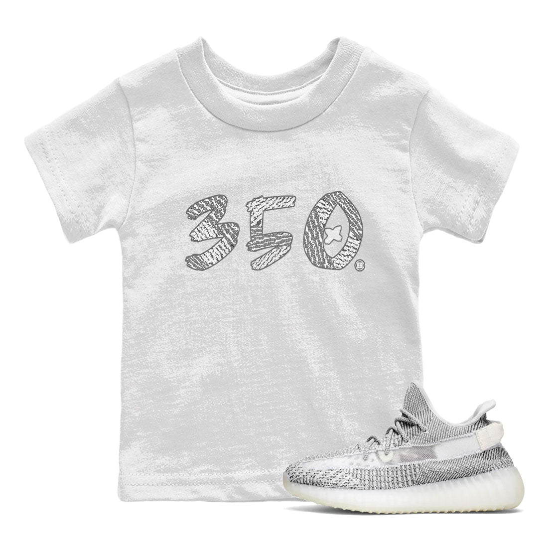 Yeezy Boost 350 Static shirt to match jordans Number 350 sneaker tees Yeezy 350 Static Drip Gear Zone Sneaker Matching Clothing Brand Baby Toddler White 1 T-Shirt