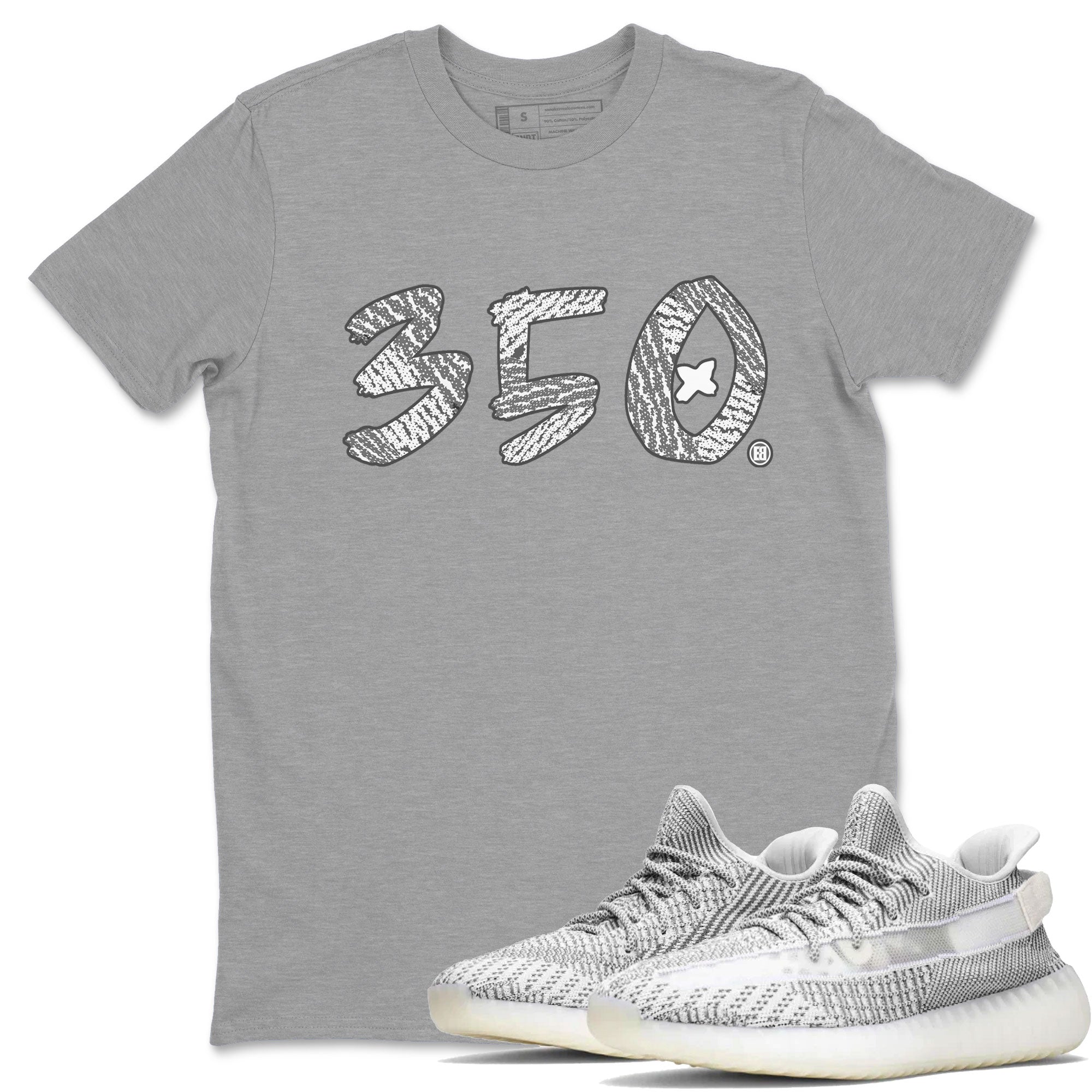 Yeezy Boost 350 Static shirt to match jordans Number 350 sneaker tees Yeezy 350 Static Drip Gear Zone Sneaker Matching Clothing Brand Unisex Sneaker Tee Heather Grey 1 T-Shirt