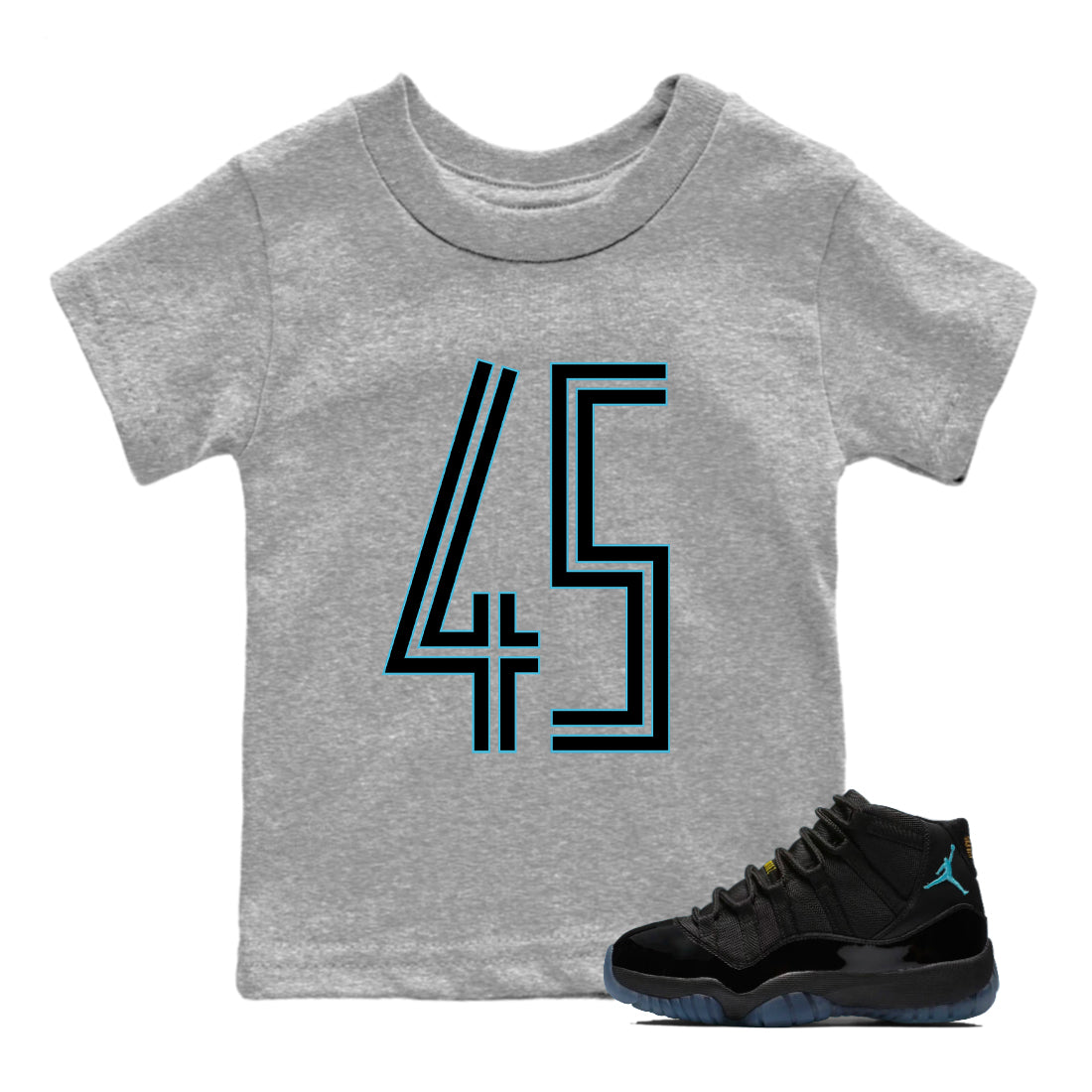 Sneaker Threads  Sneaker Tees To Match Air Jordan 11 Retro Gamma  Number 45 Youth Graphic Tee Heather Grey 1. Perfect for Jordan releases 2025 colorways.