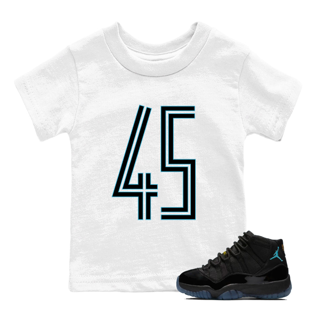 Sneaker Threads  Sneaker Tees To Match Air Jordan 11 Retro Gamma  Number 45 Youth Graphic Tee White 1. Perfect for Jordan releases 2025 colorways.