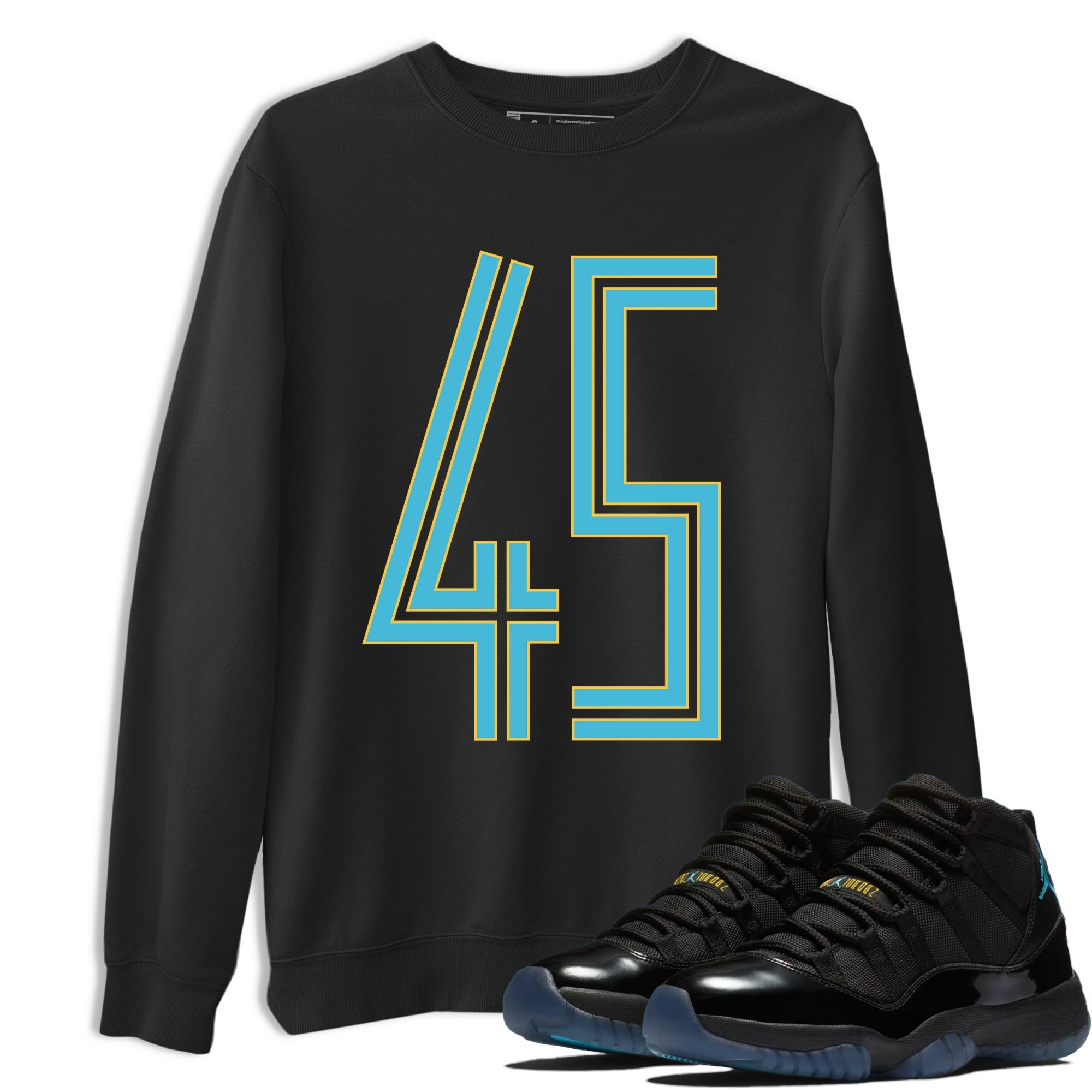 Sneaker Threads  Sneaker Tees To Match Air Jordan 11 Retro Gamma  Number 45 Graphic Tee Black 1. Perfect for Jordan releases 2025 colorways.