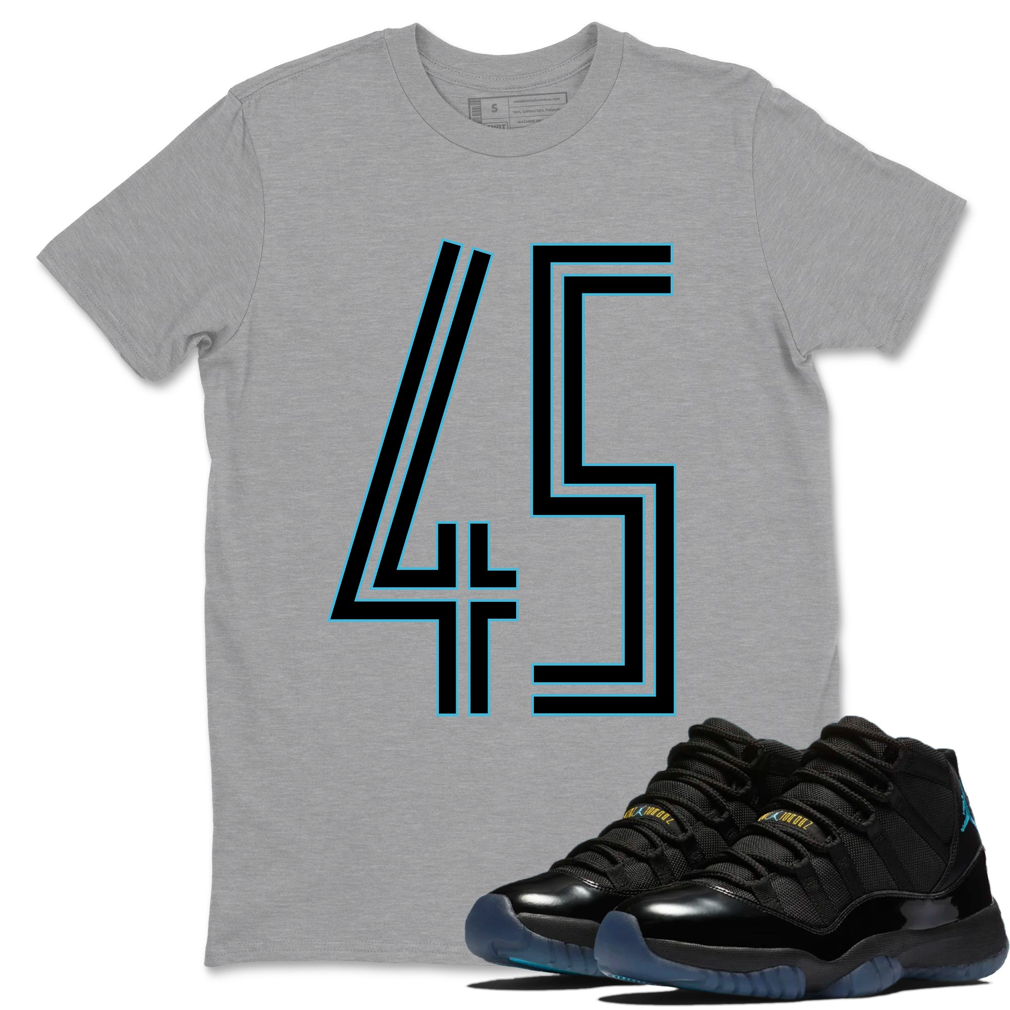 Sneaker Threads  Sneaker Tees To Match Air Jordan 11 Retro Gamma  Number 45 Graphic Tee Heather Grey 1. Perfect for Jordan releases 2025 colorways.